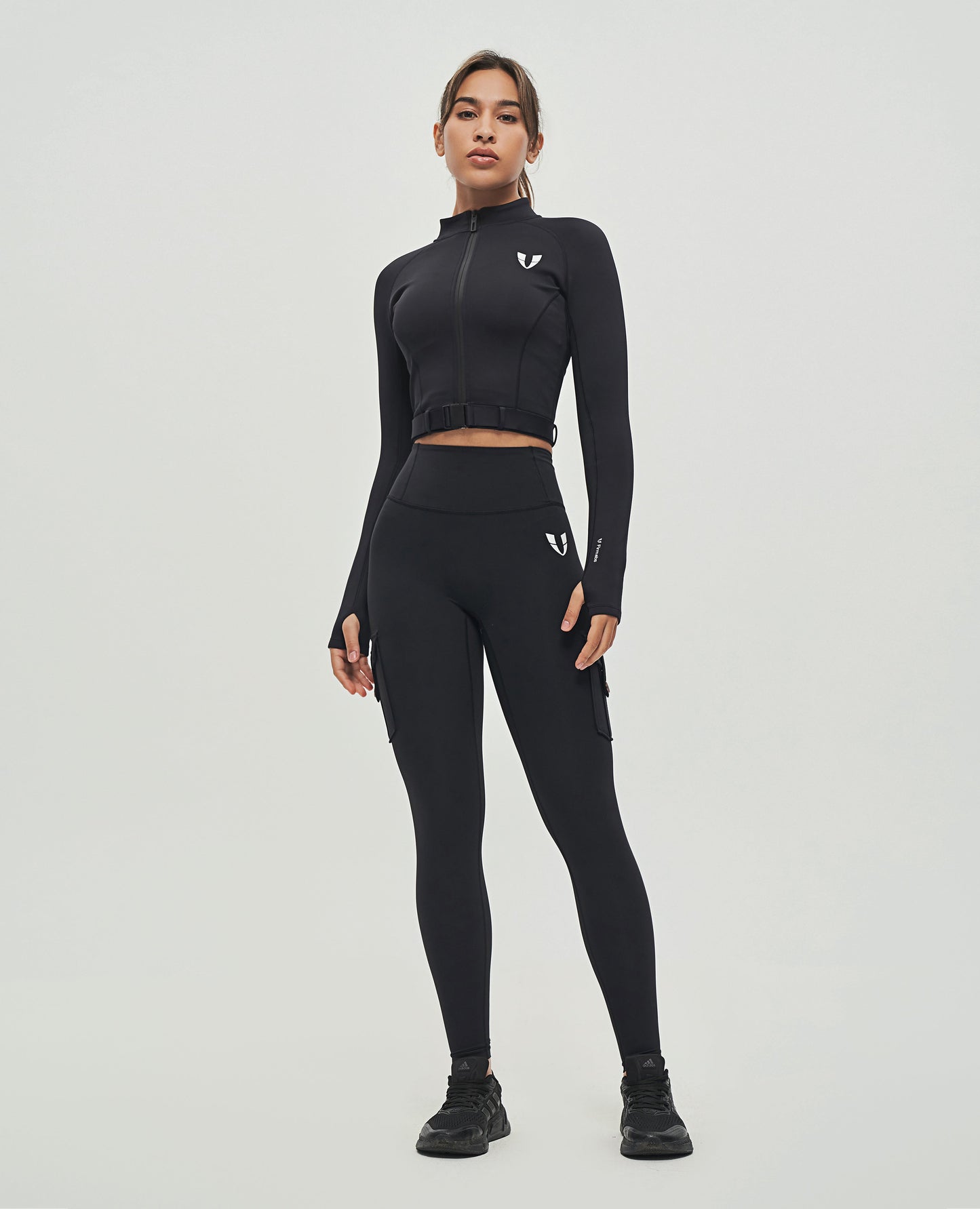 Full-zip Cropped Jacket - Black