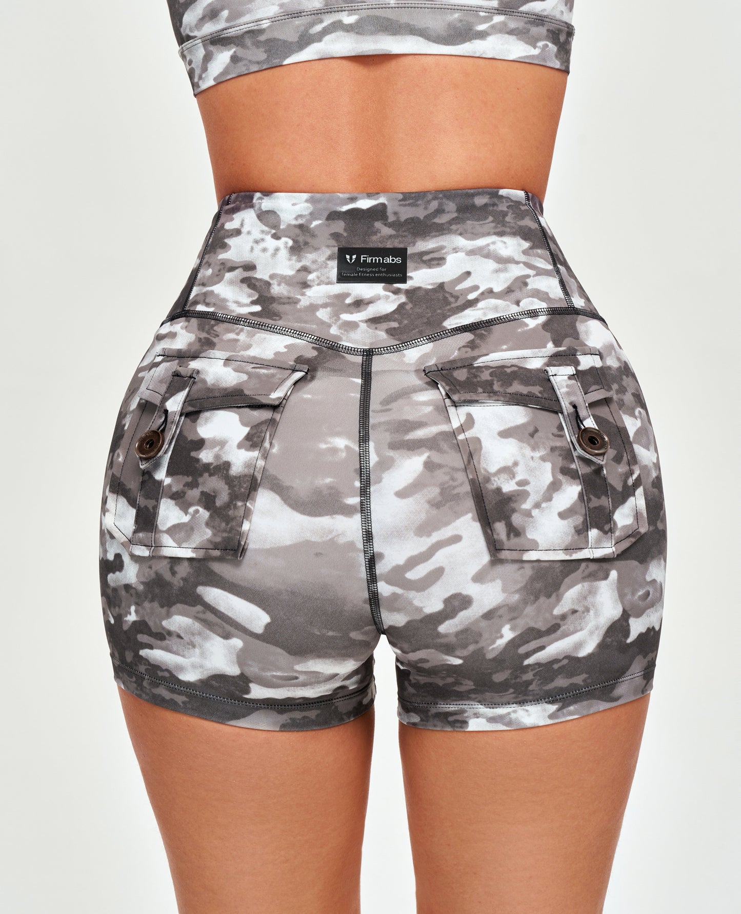 High Waist Cargo Shorts - Tie Dye Camo