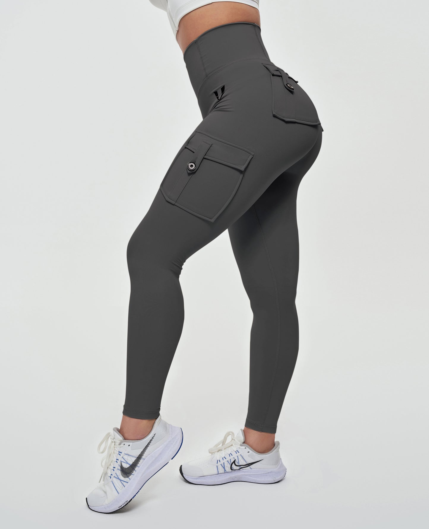High Waisted Cargo Leggings - Grey