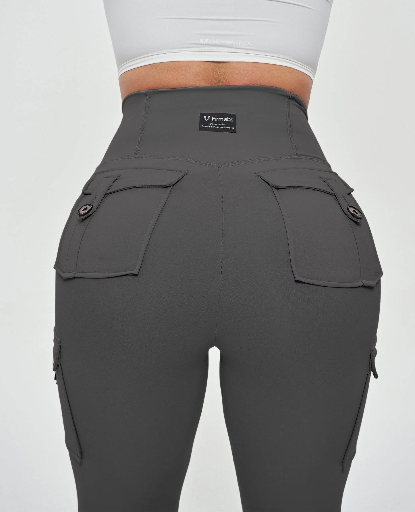 High Waisted Cargo Leggings - Grey