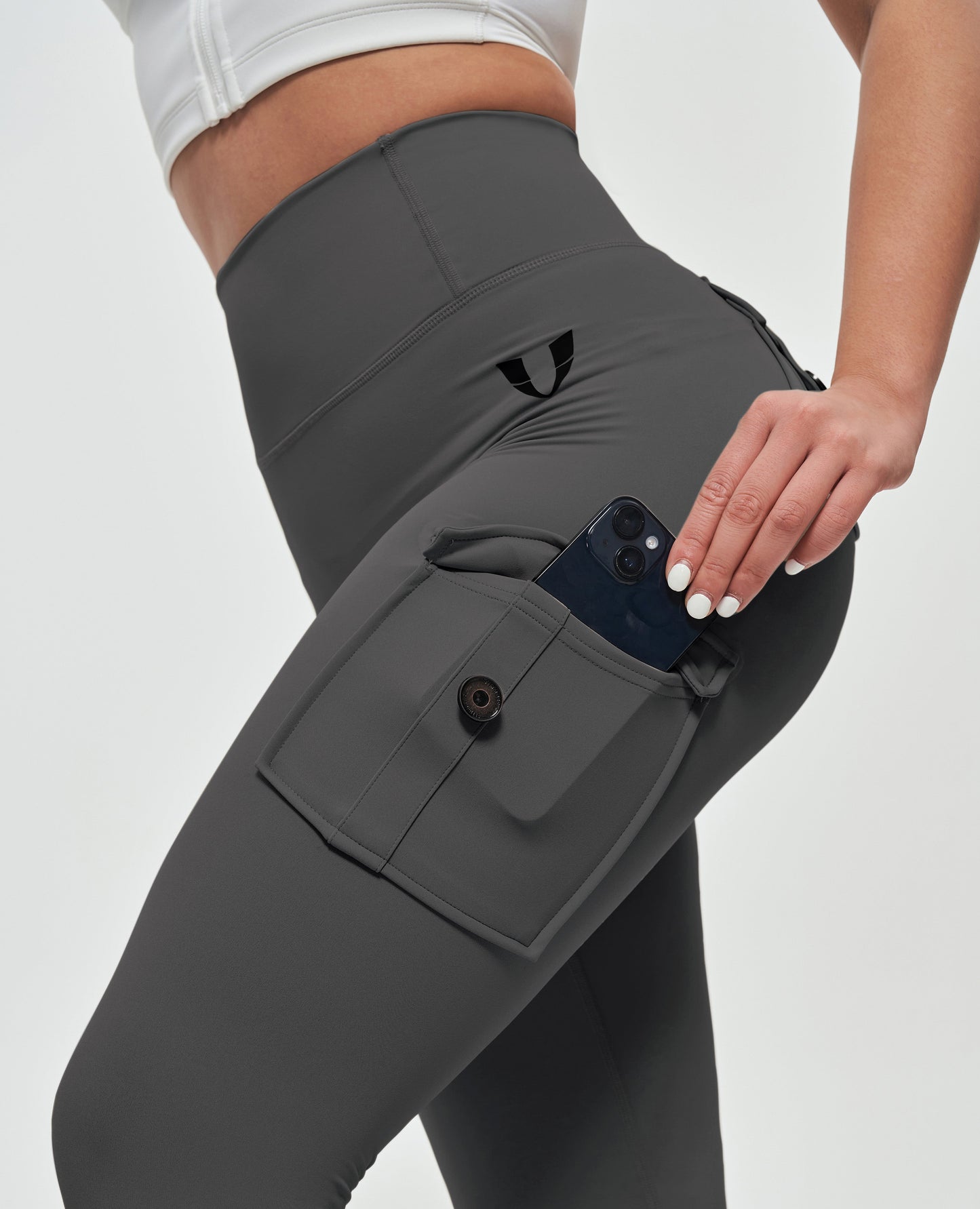 High Waisted Cargo Leggings - Grey