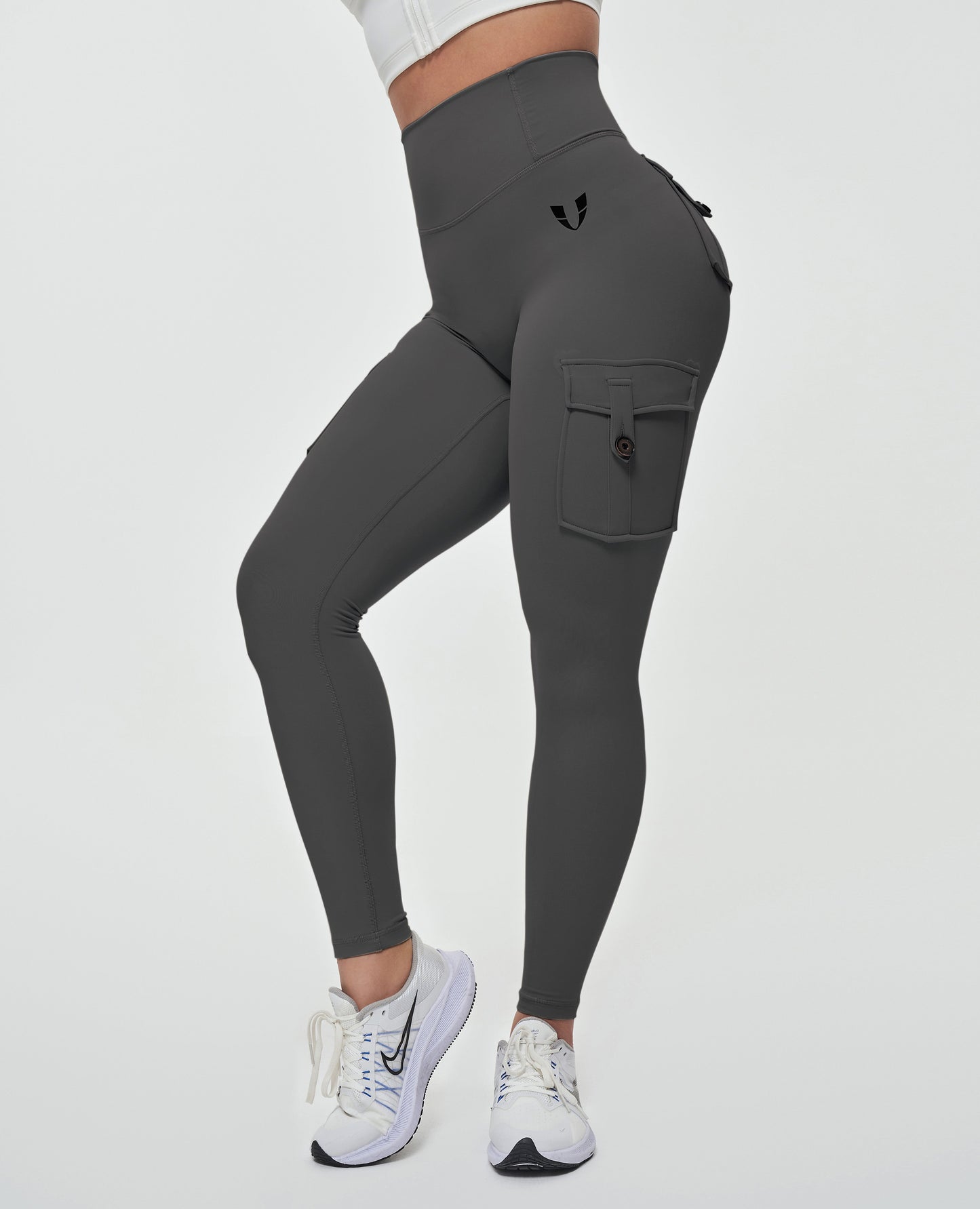 High Waisted Cargo Leggings - Grey
