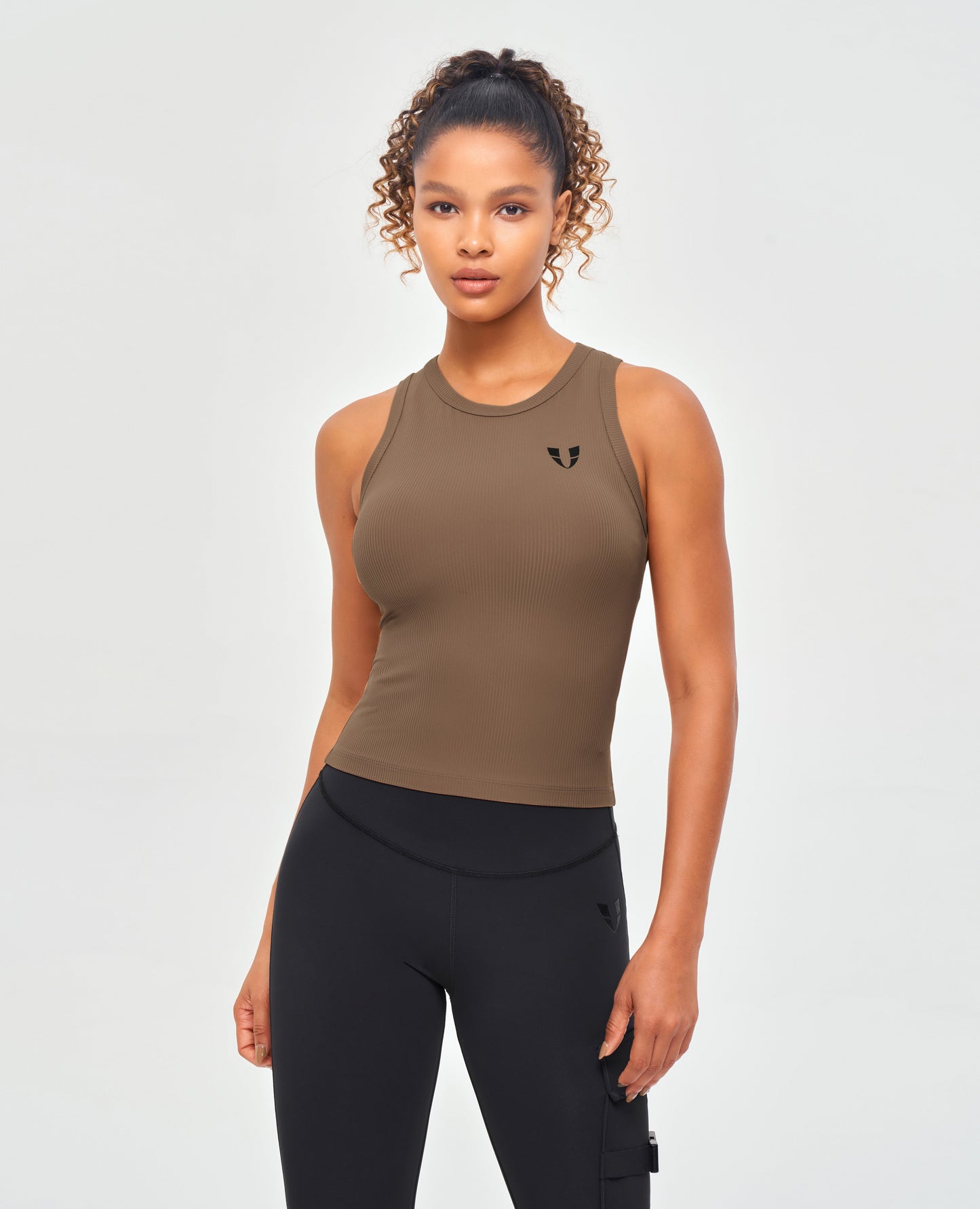 Ribbed Workout Tank - Nut Brown