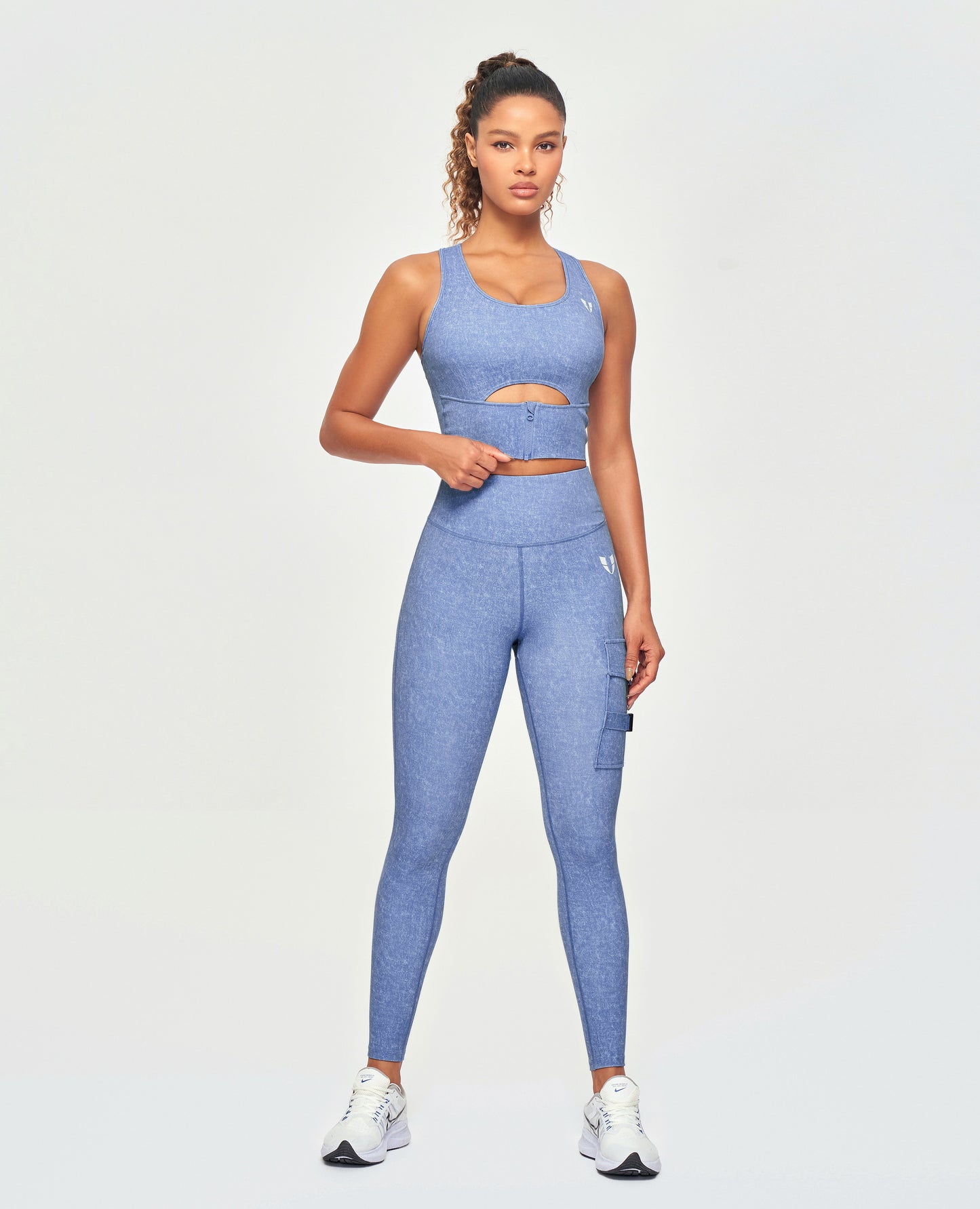 Scoop Neck Sports Bra - Light Denim Blue