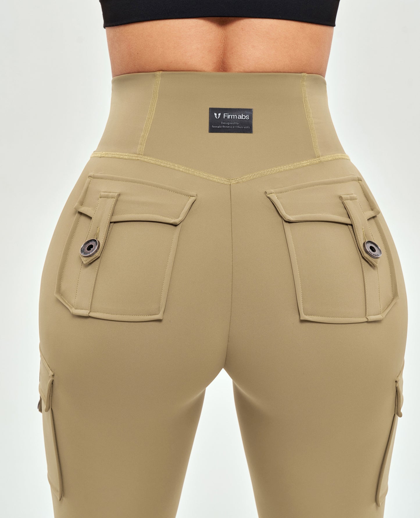 High Waisted Cargo Leggings - Deer Brown