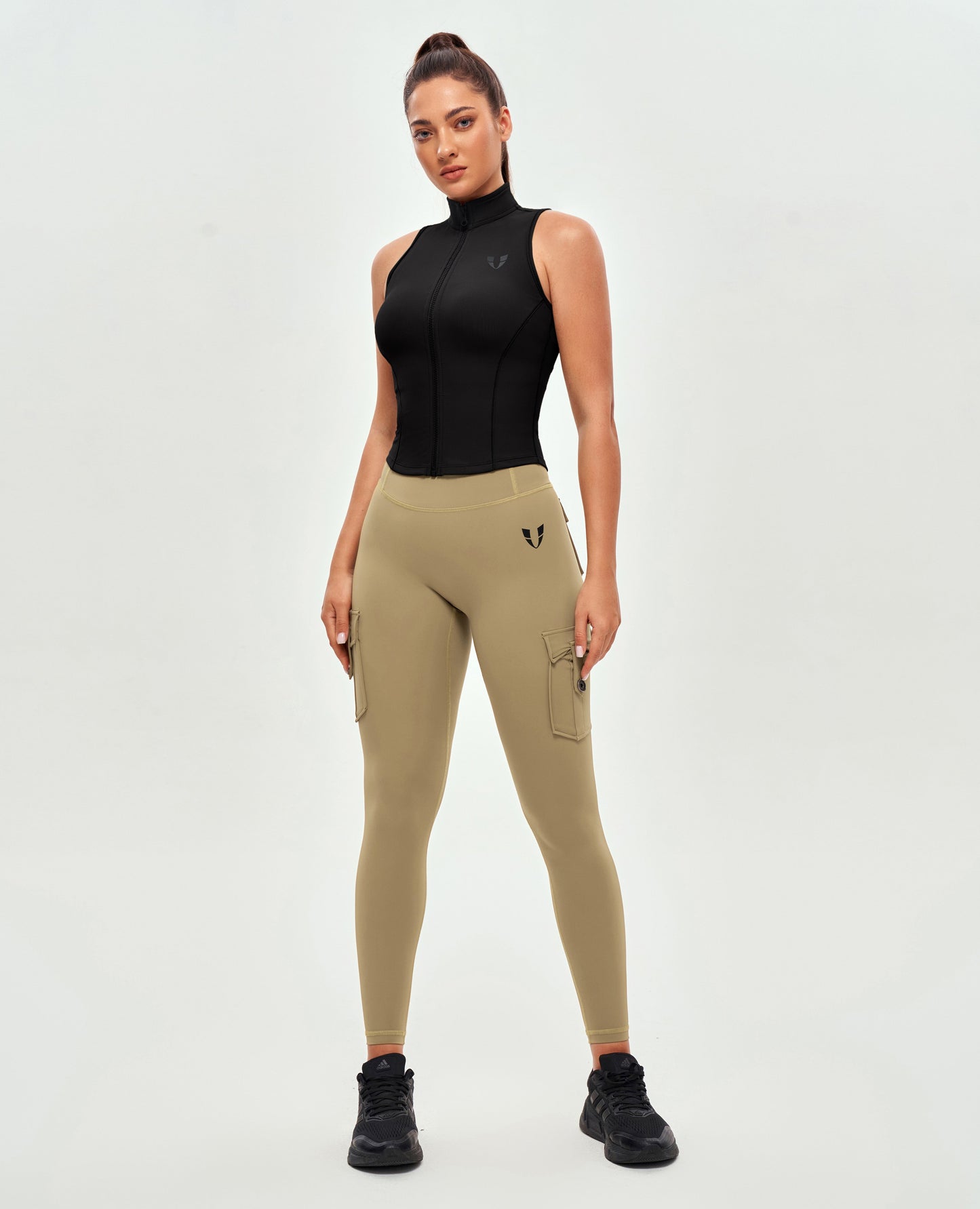 High Waisted Cargo Leggings - Deer Brown