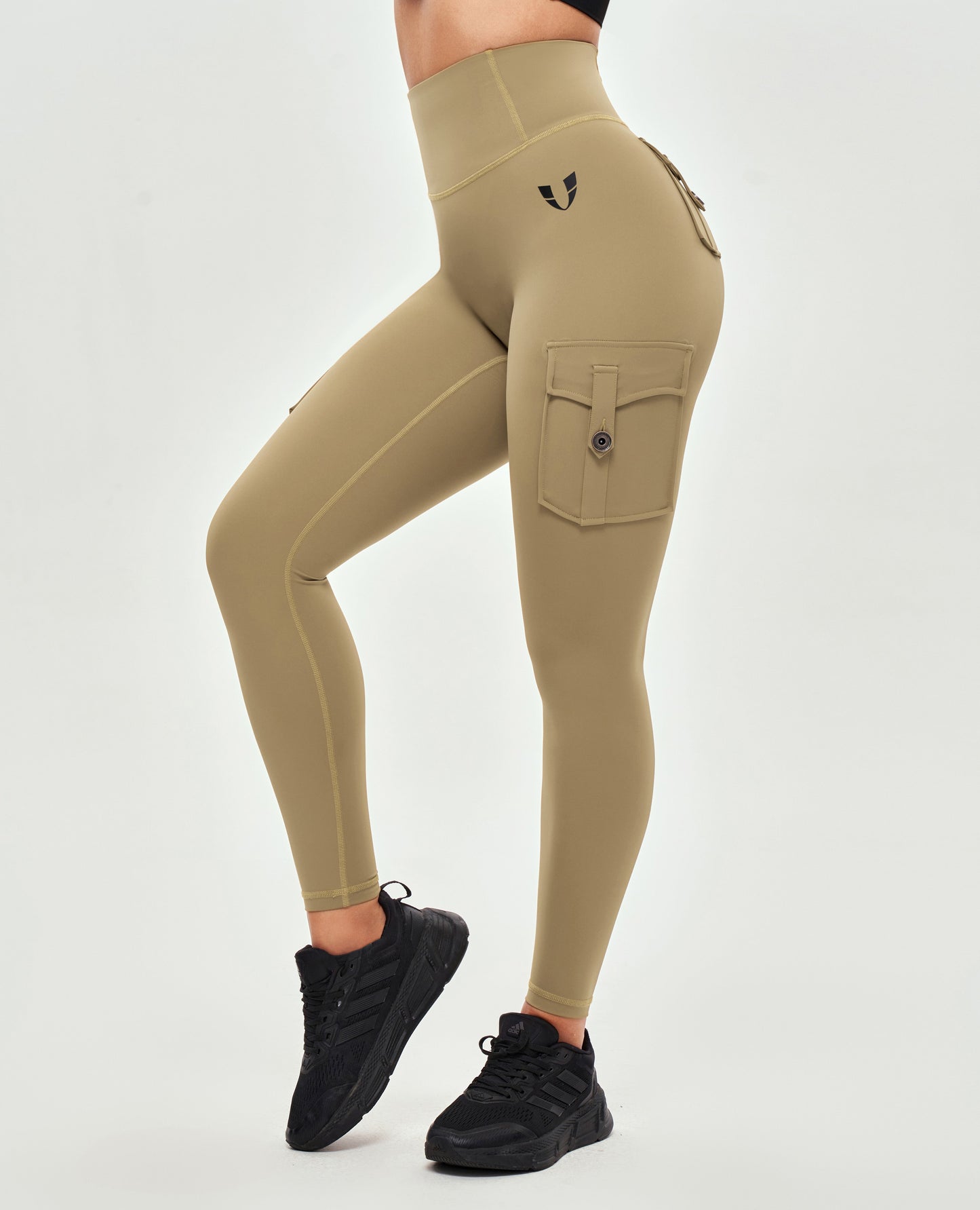 High Waisted Cargo Leggings - Deer Brown