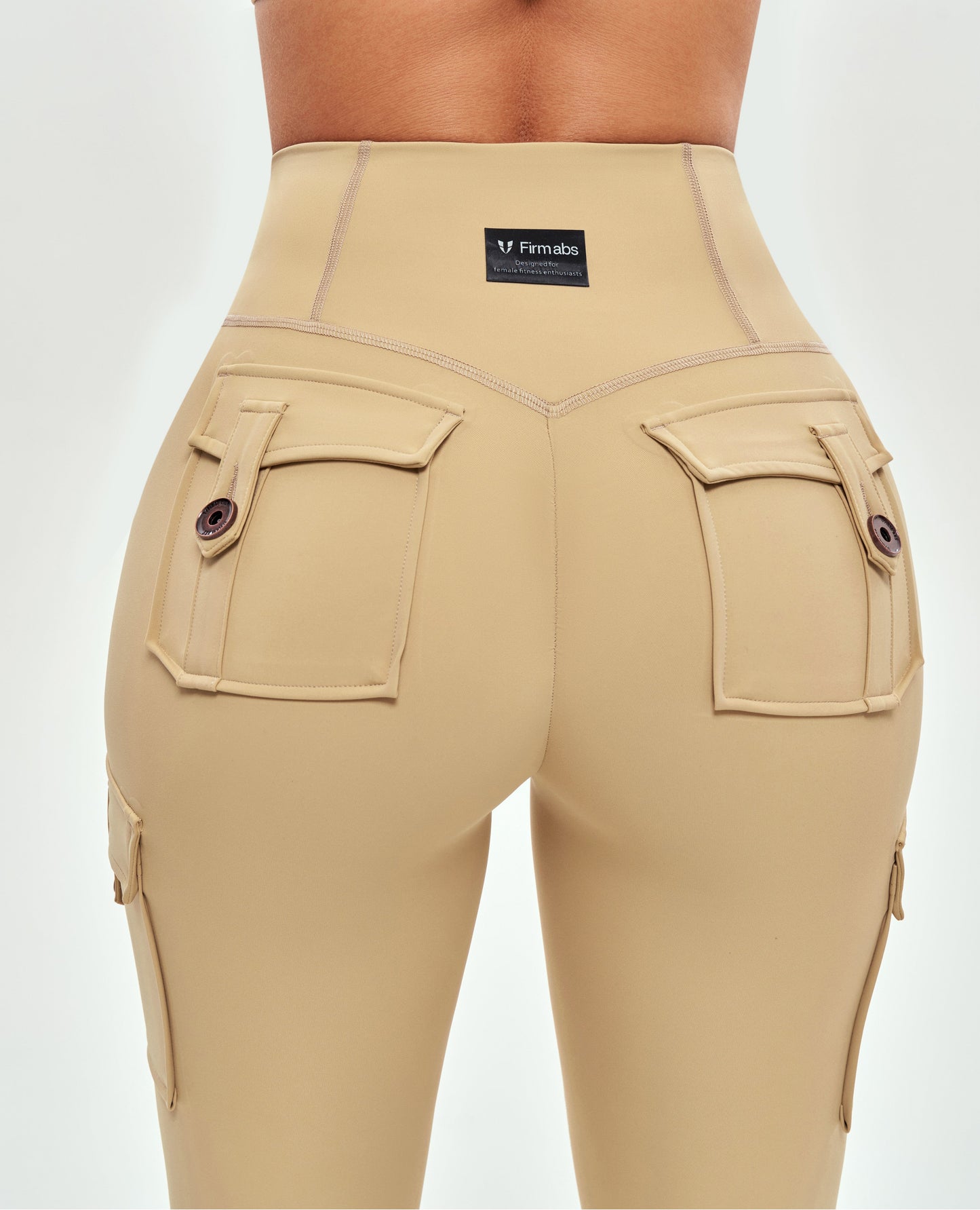 High Waisted Cargo Leggings - Khaki Yellow