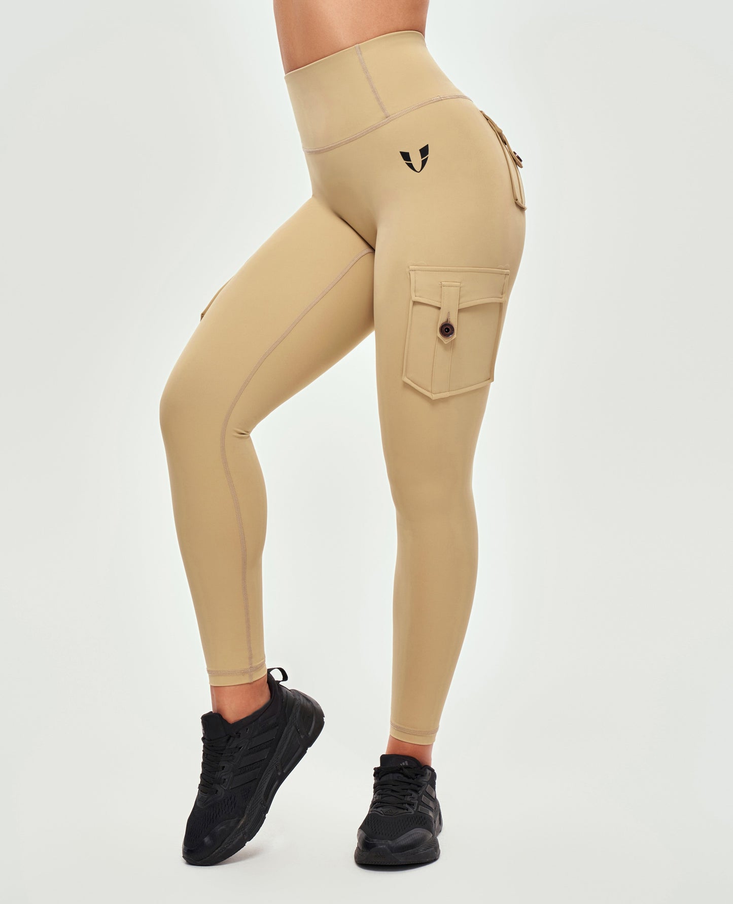 High Waisted Cargo Leggings - Khaki Yellow