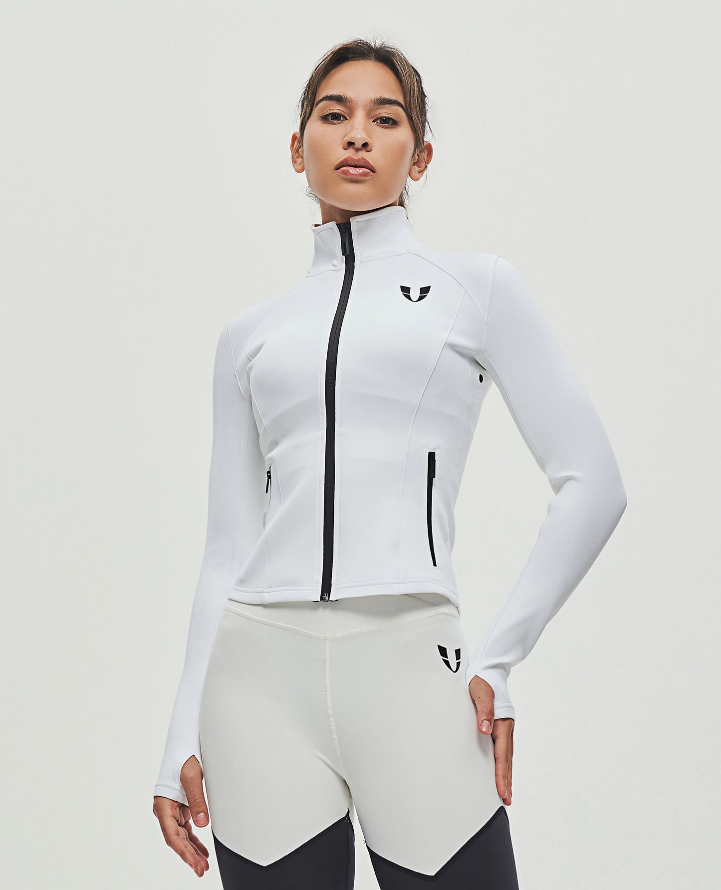 Zip Up Athletic Jacket - White