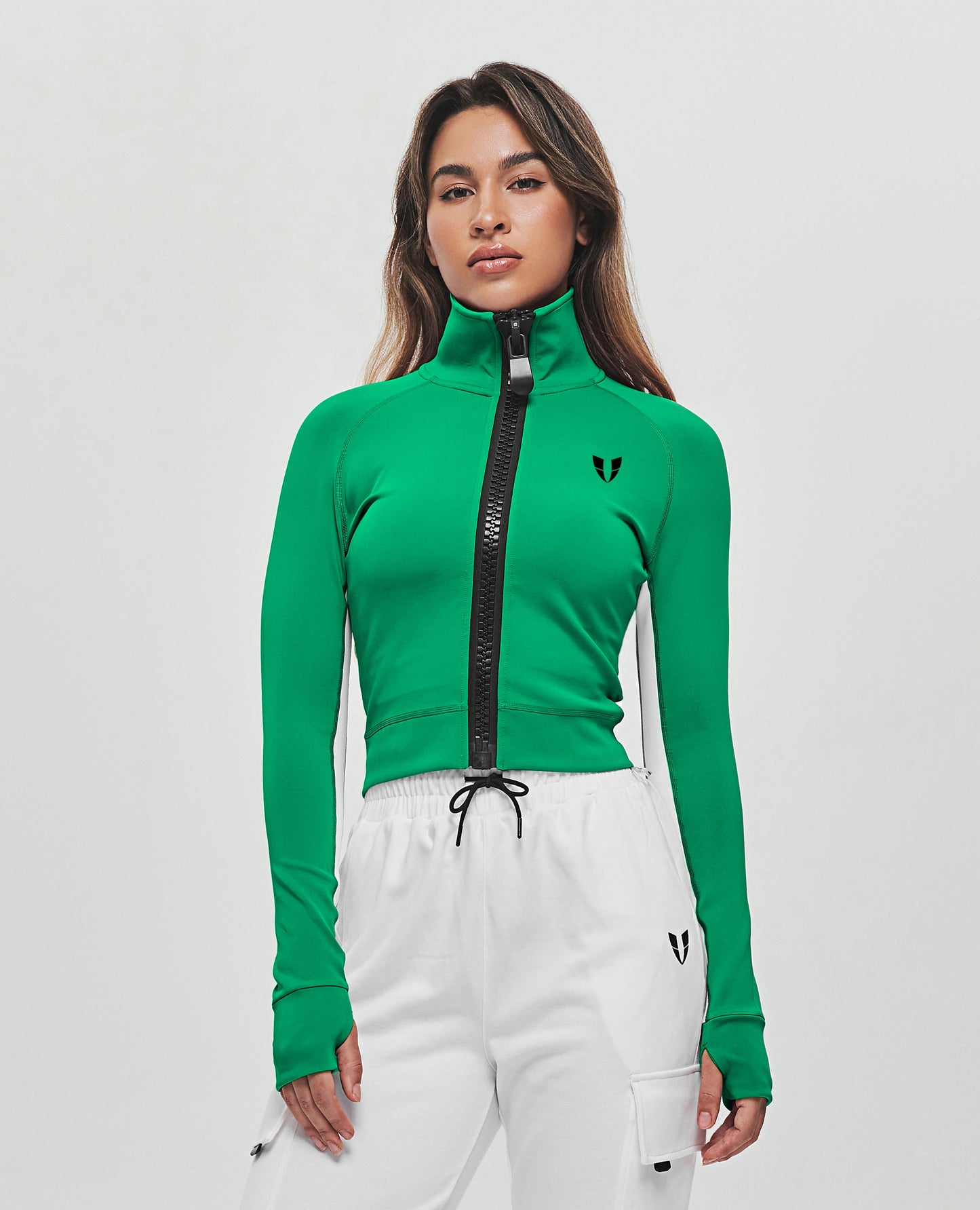 Zip Up Cropped Jacket - Green