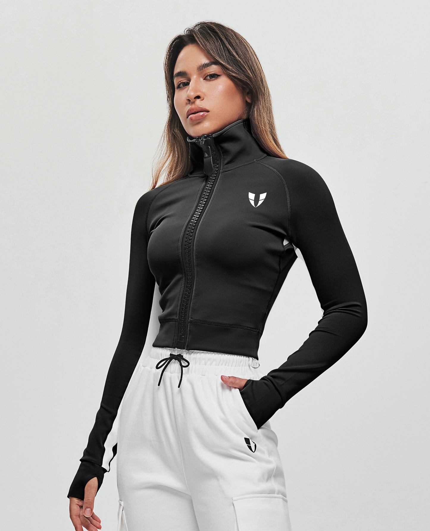 Zip Up Cropped Jacket - Black