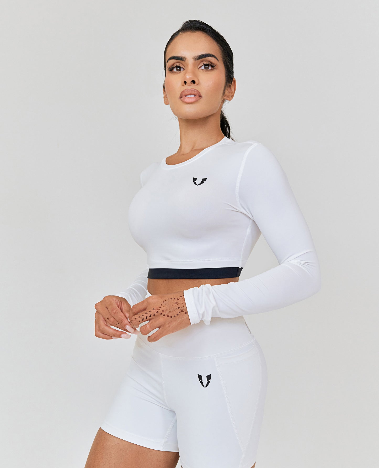 Long Sleeve Crop Top - White