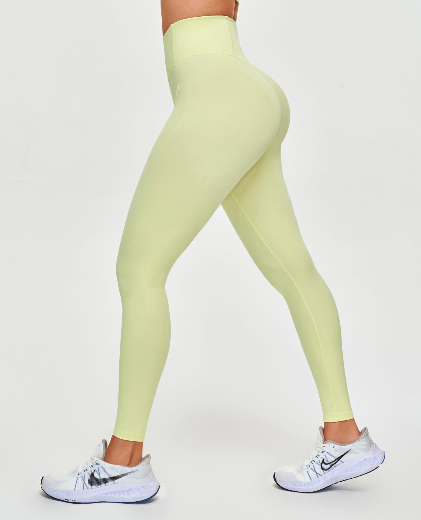 High Waisted Workout Leggings - Light Yellow