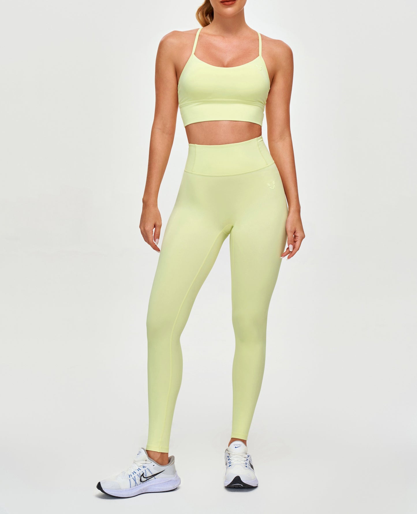 High Waisted Workout Leggings - Light Yellow