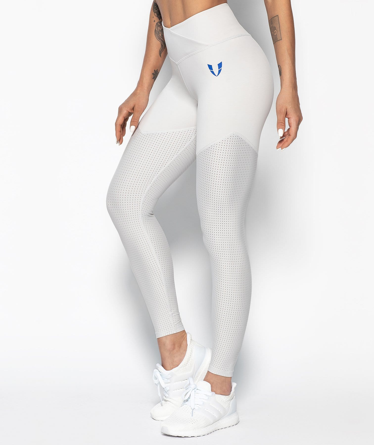 Mesh Power Leggings - Light Gray - Firm Abs Fitness