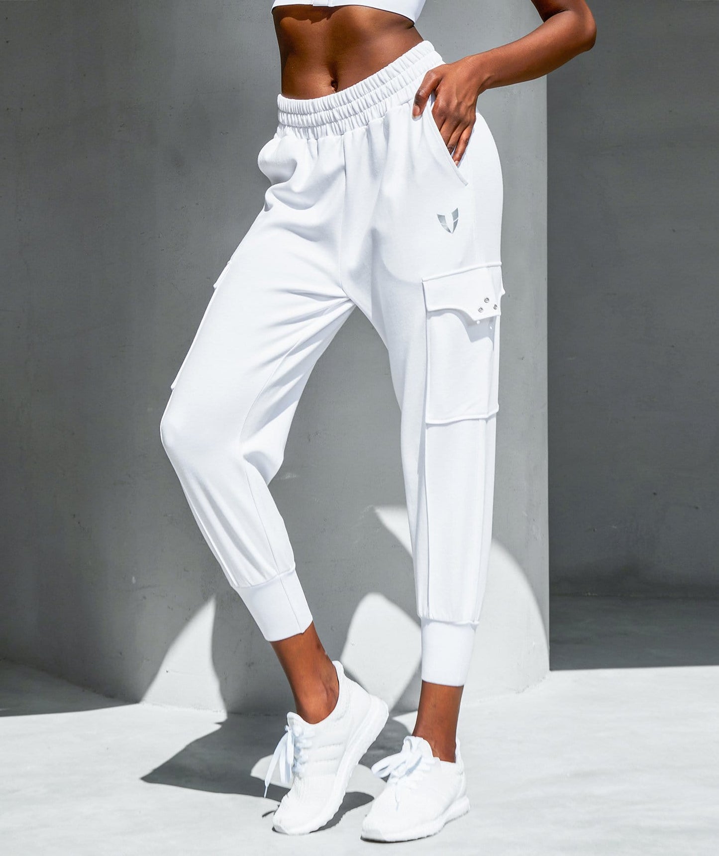 Cargo Pocket Jogger Pants In White