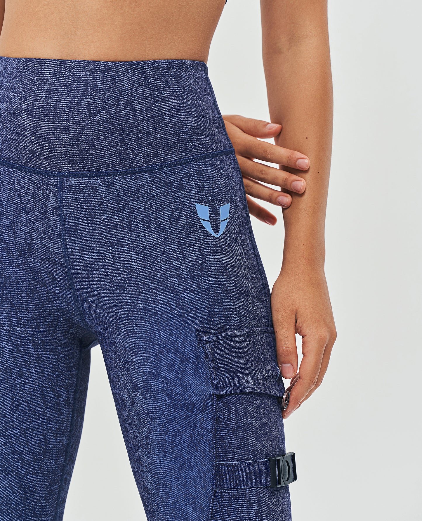 Cargo Fitness Leggings - Denim Blue