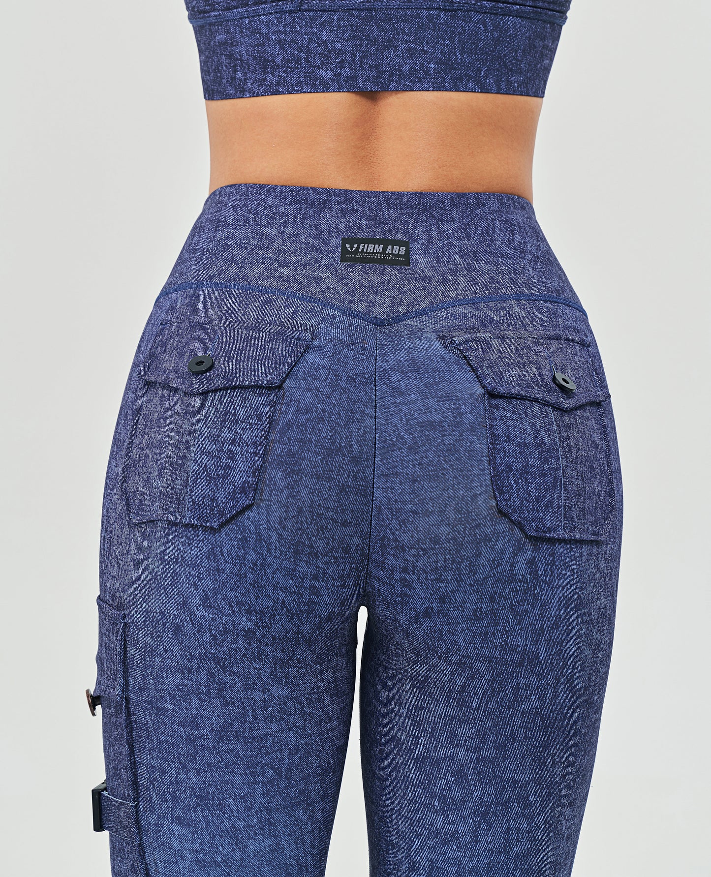 Cargo Fitness Leggings - Denim Blue