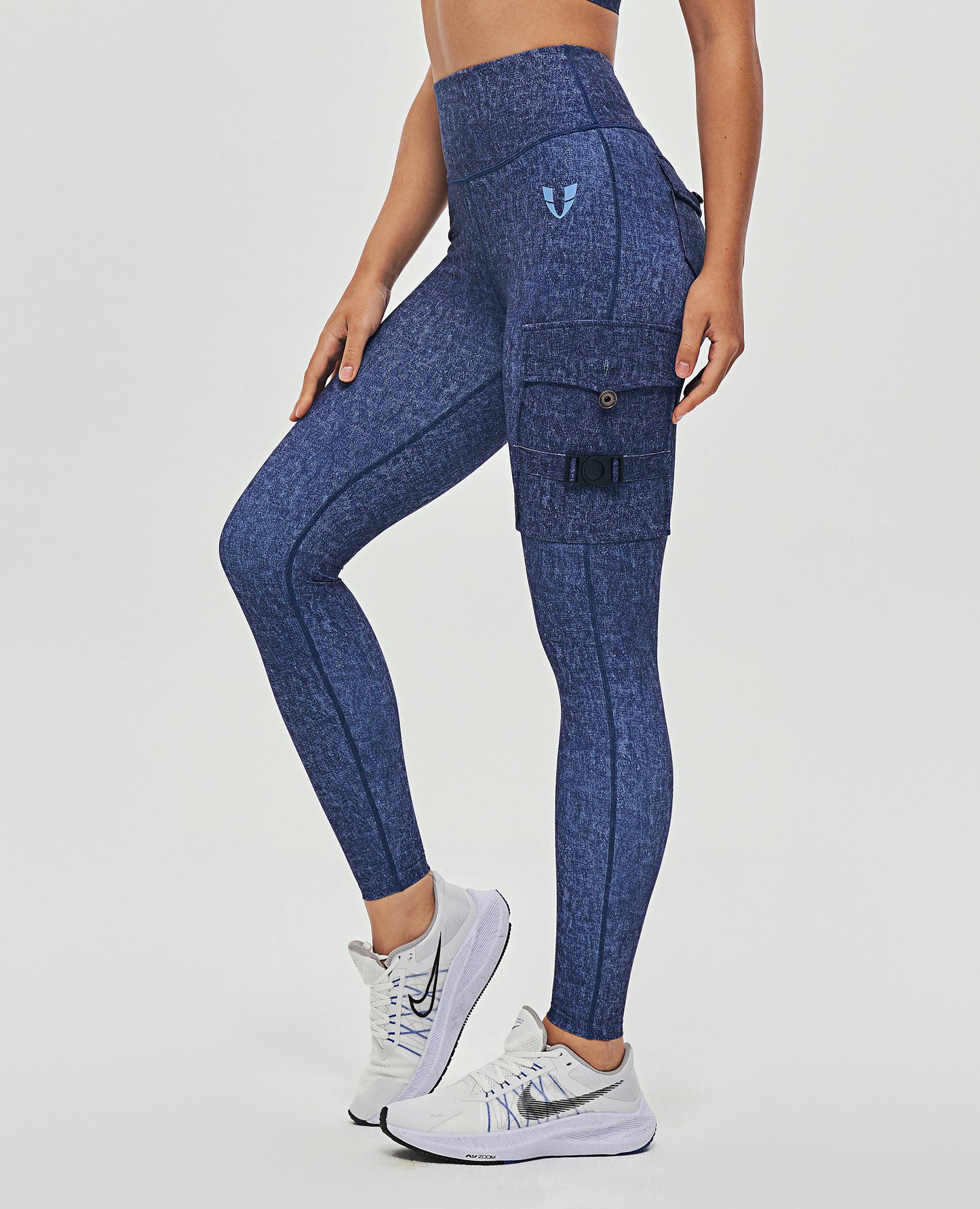 Cargo Fitness Leggings - Denim Blue