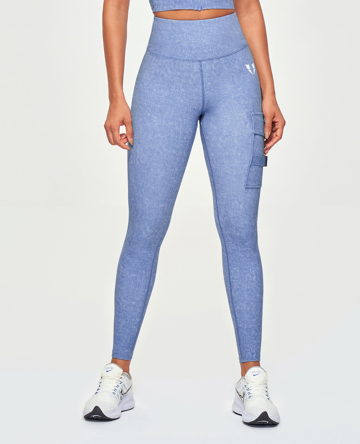 Cargo Fitness Leggings - Light Denim Blue