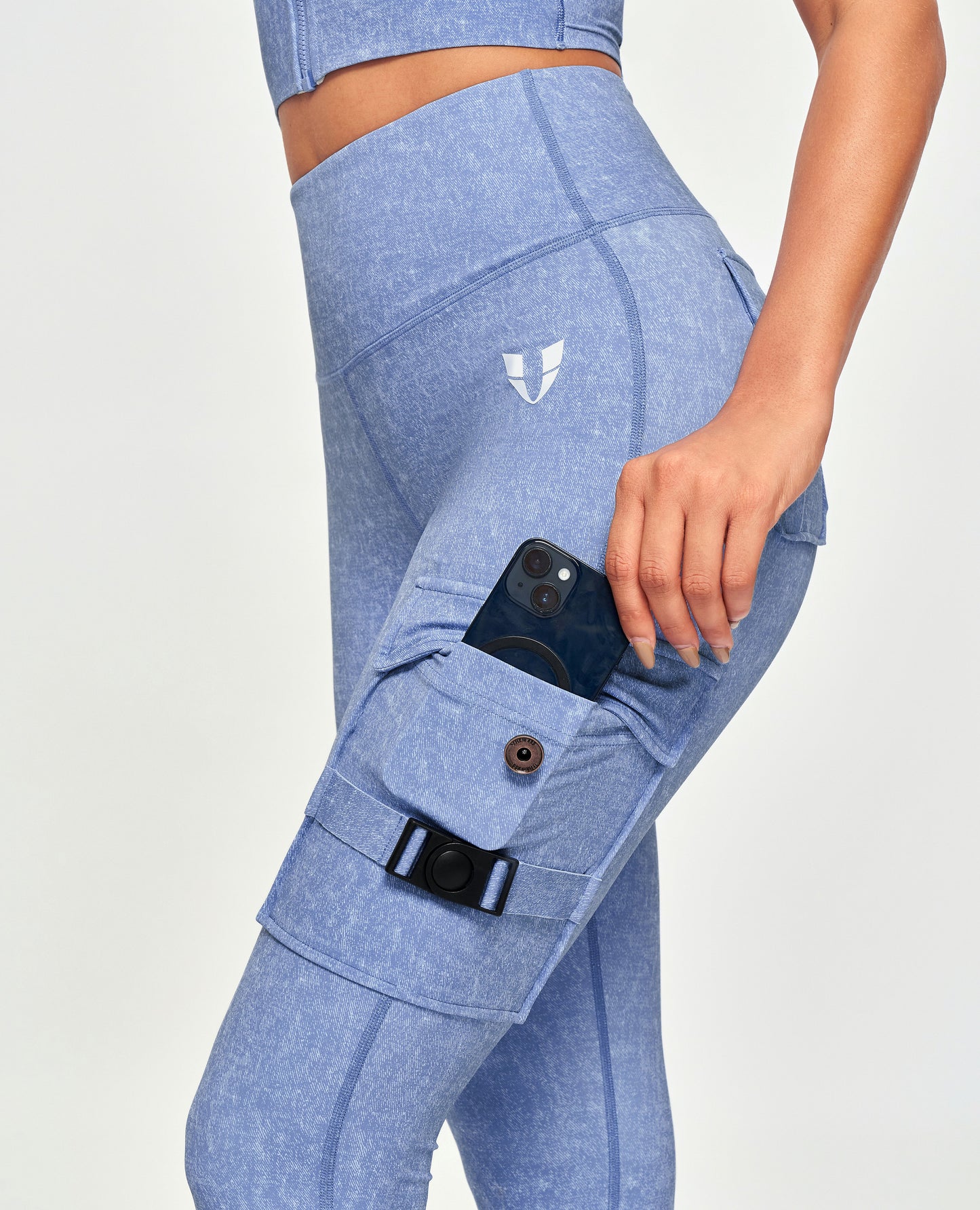 Cargo Fitness Leggings - Light Denim Blue