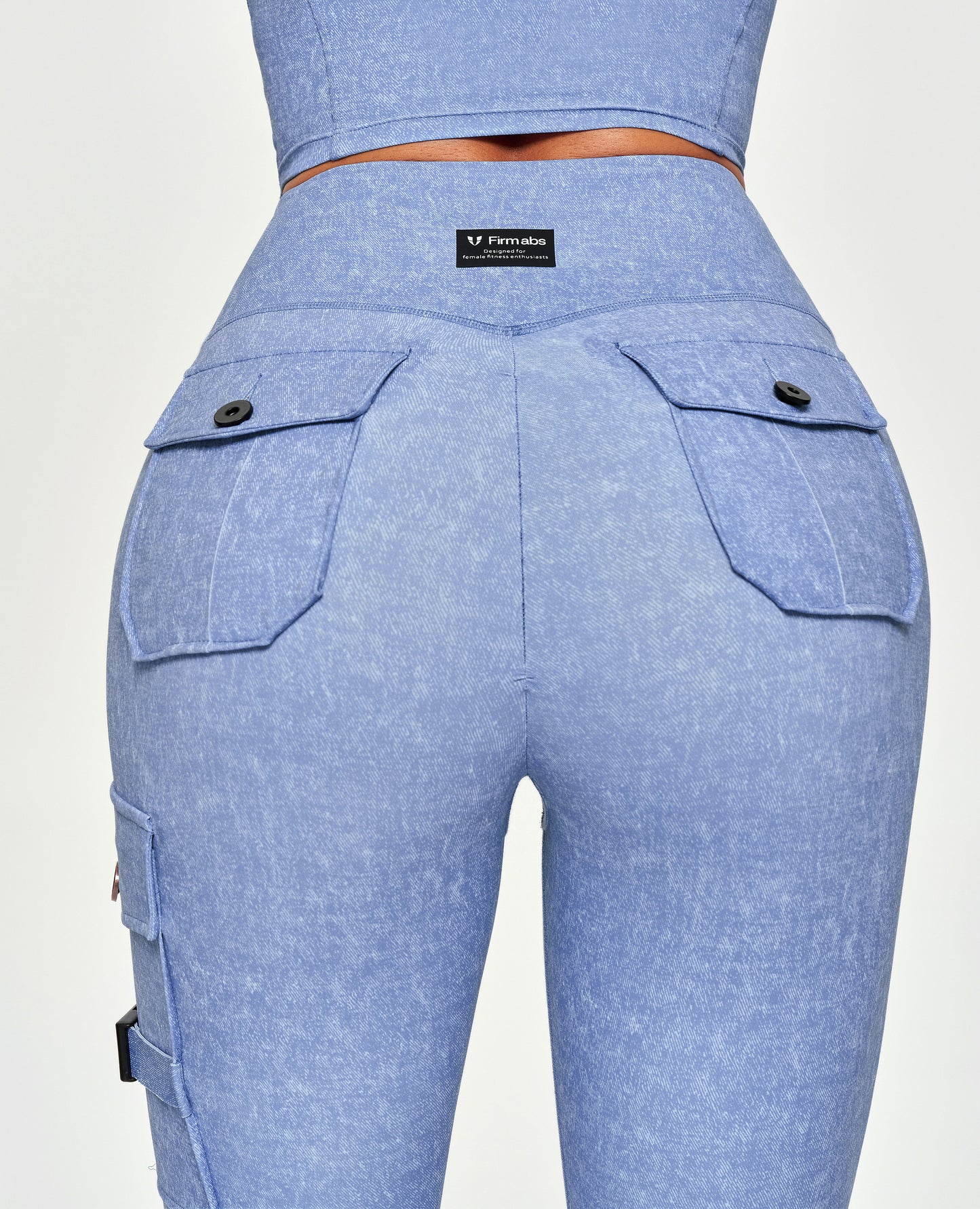 Cargo Fitness Leggings - Light Denim Blue