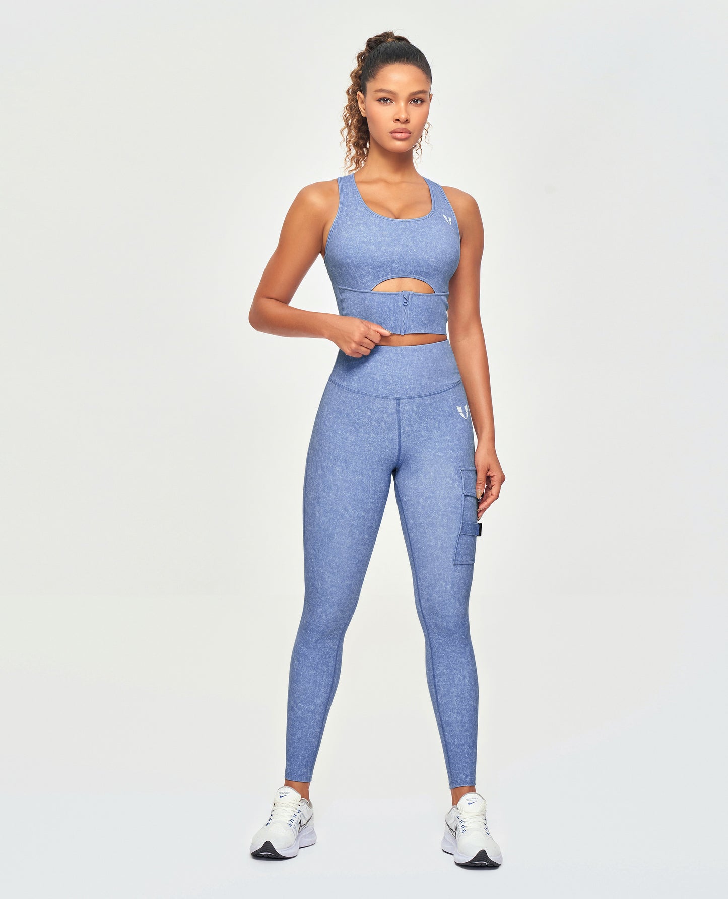 Cargo Fitness Leggings - Light Denim Blue