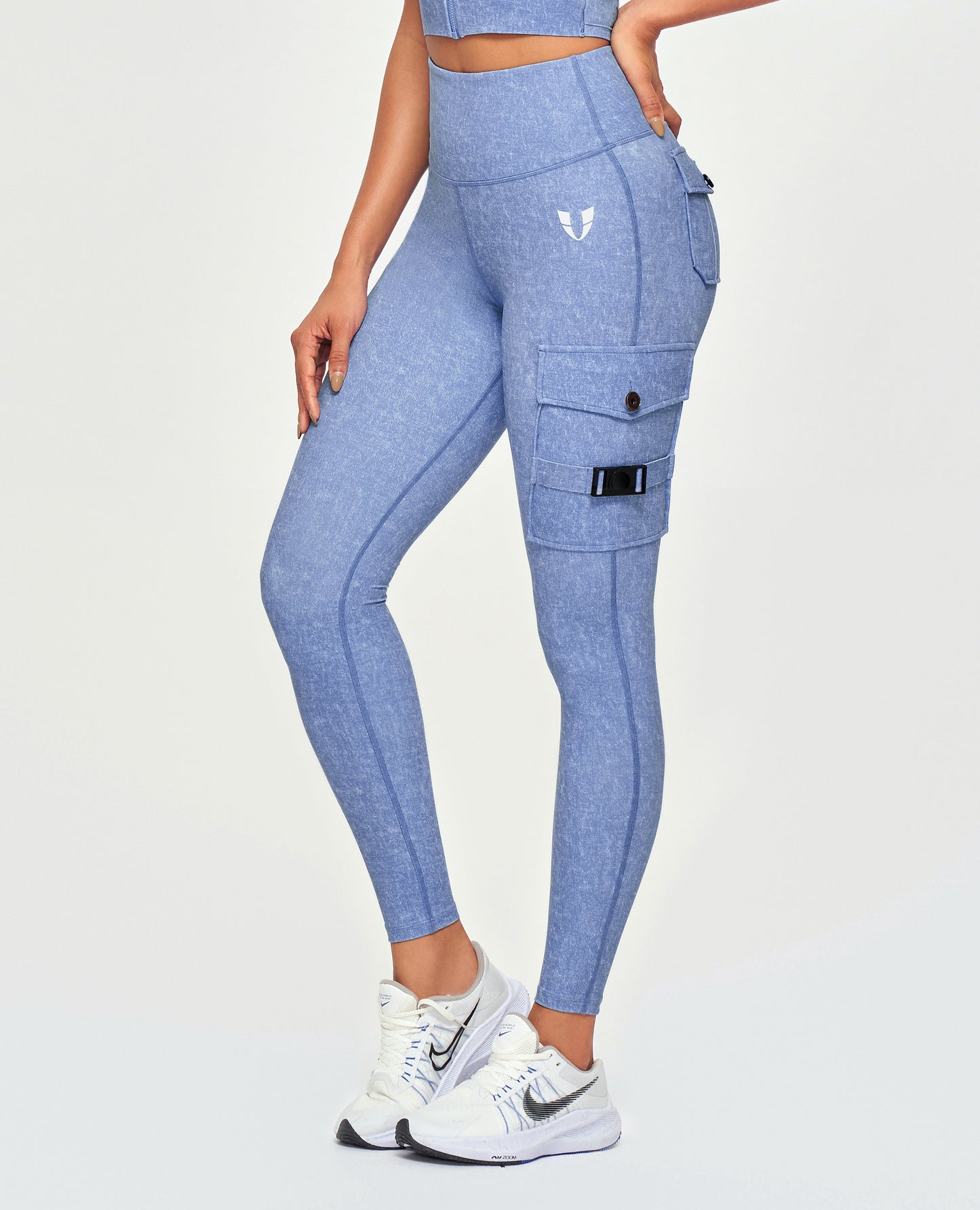 Cargo Fitness Leggings - Light Denim Blue