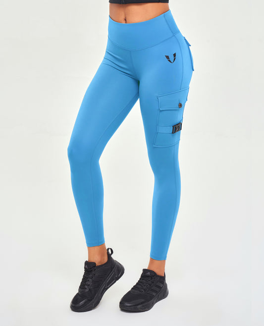 Cargo Fitness Leggings - Sky Blue