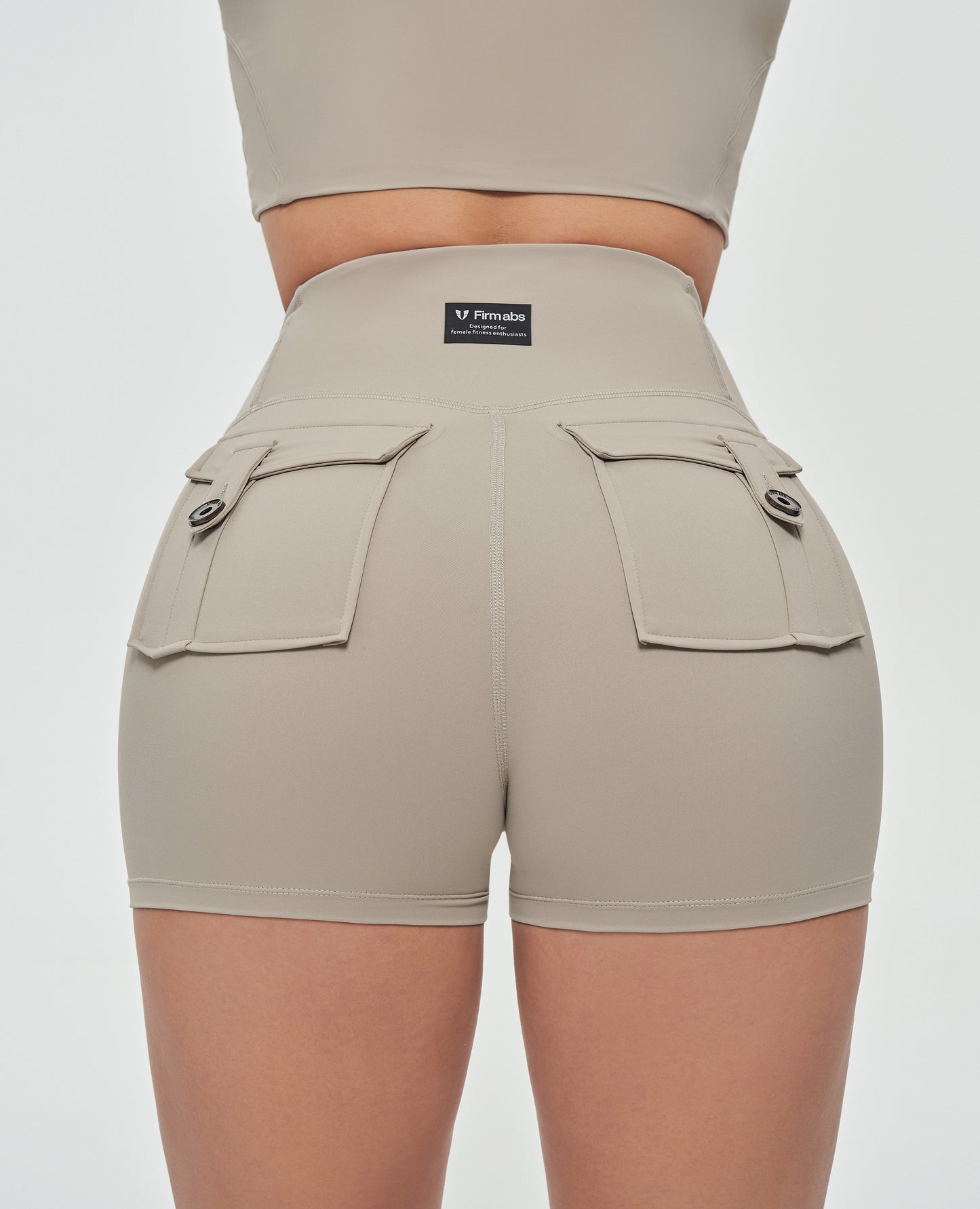 High Waist Cargo Shorts - Khaki