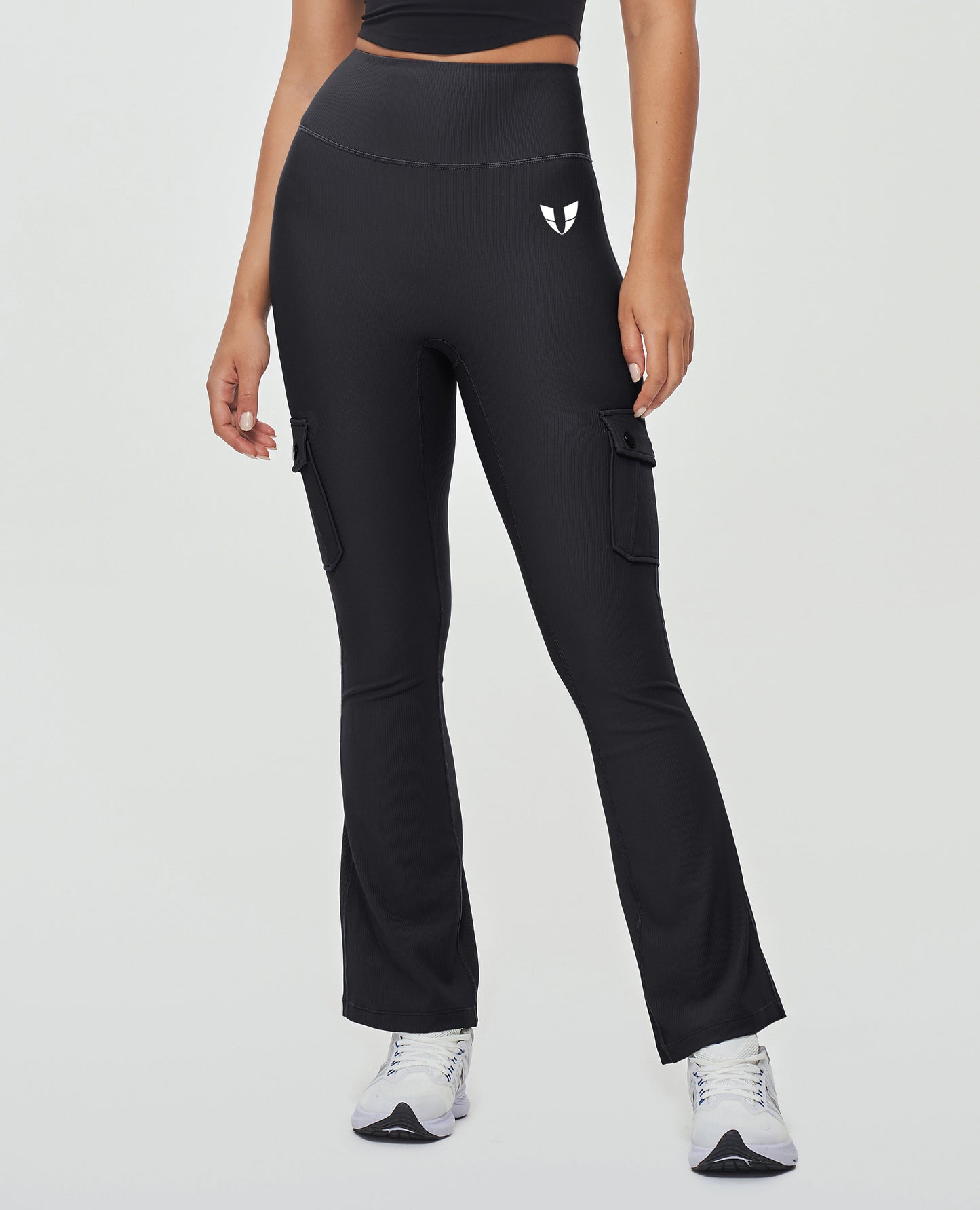 Cargo Pocket Flare Leggings - Black