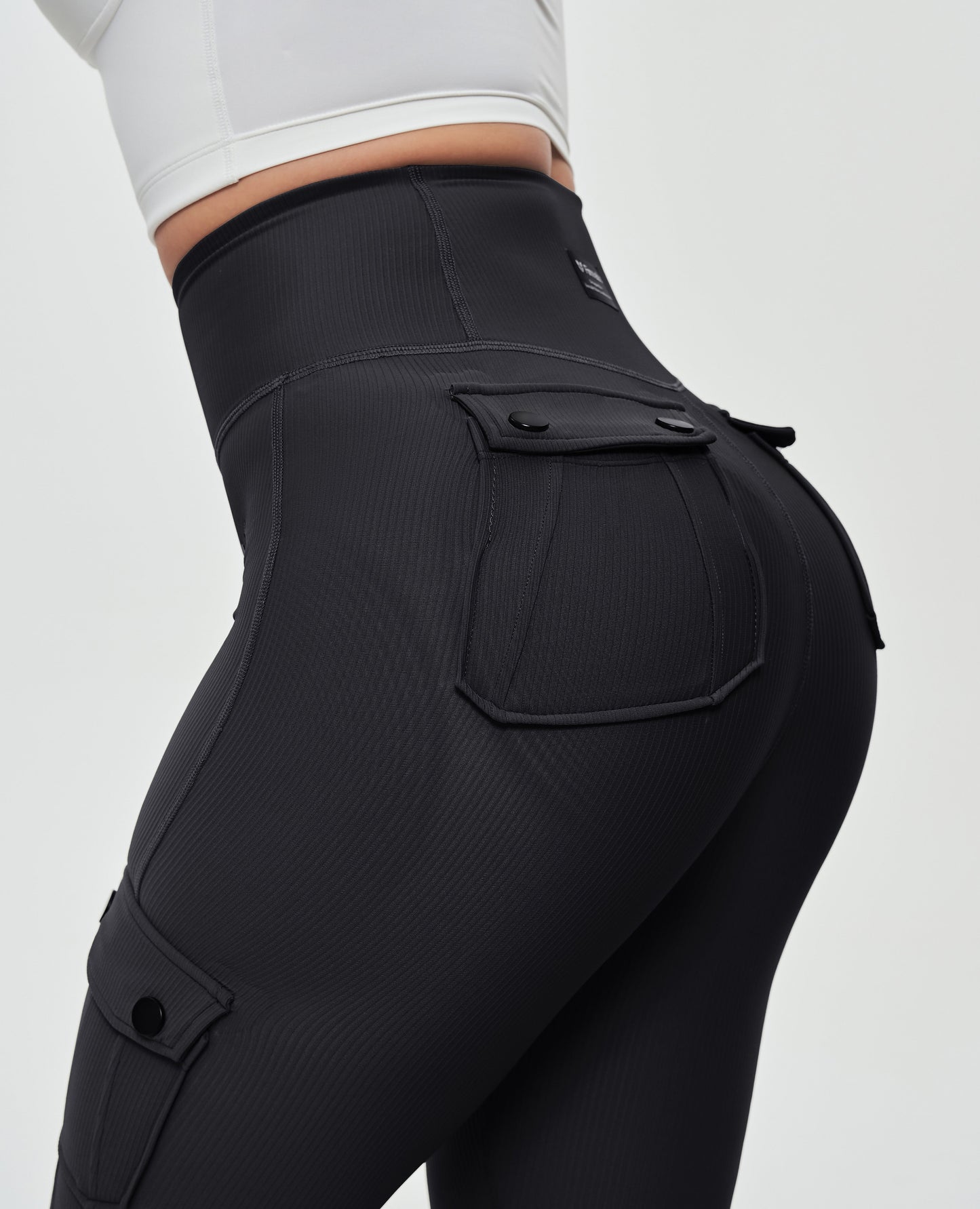 Cargo Pocket Flare Leggings - Black