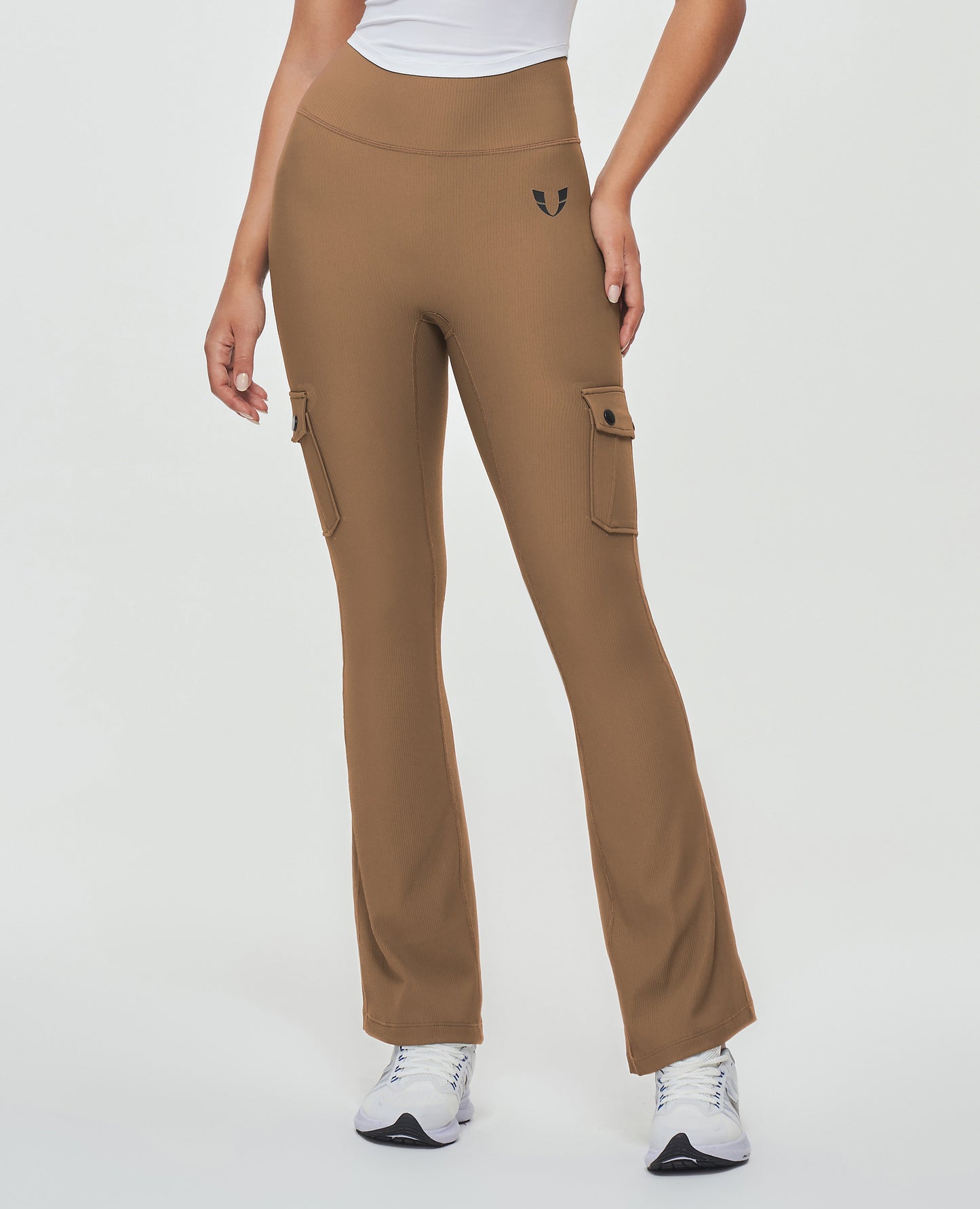 Cargo Pocket Flare Leggings - Brown