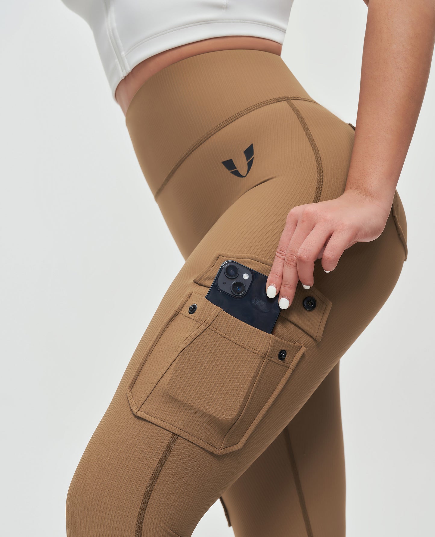 Cargo Pocket Flare Leggings - Brown