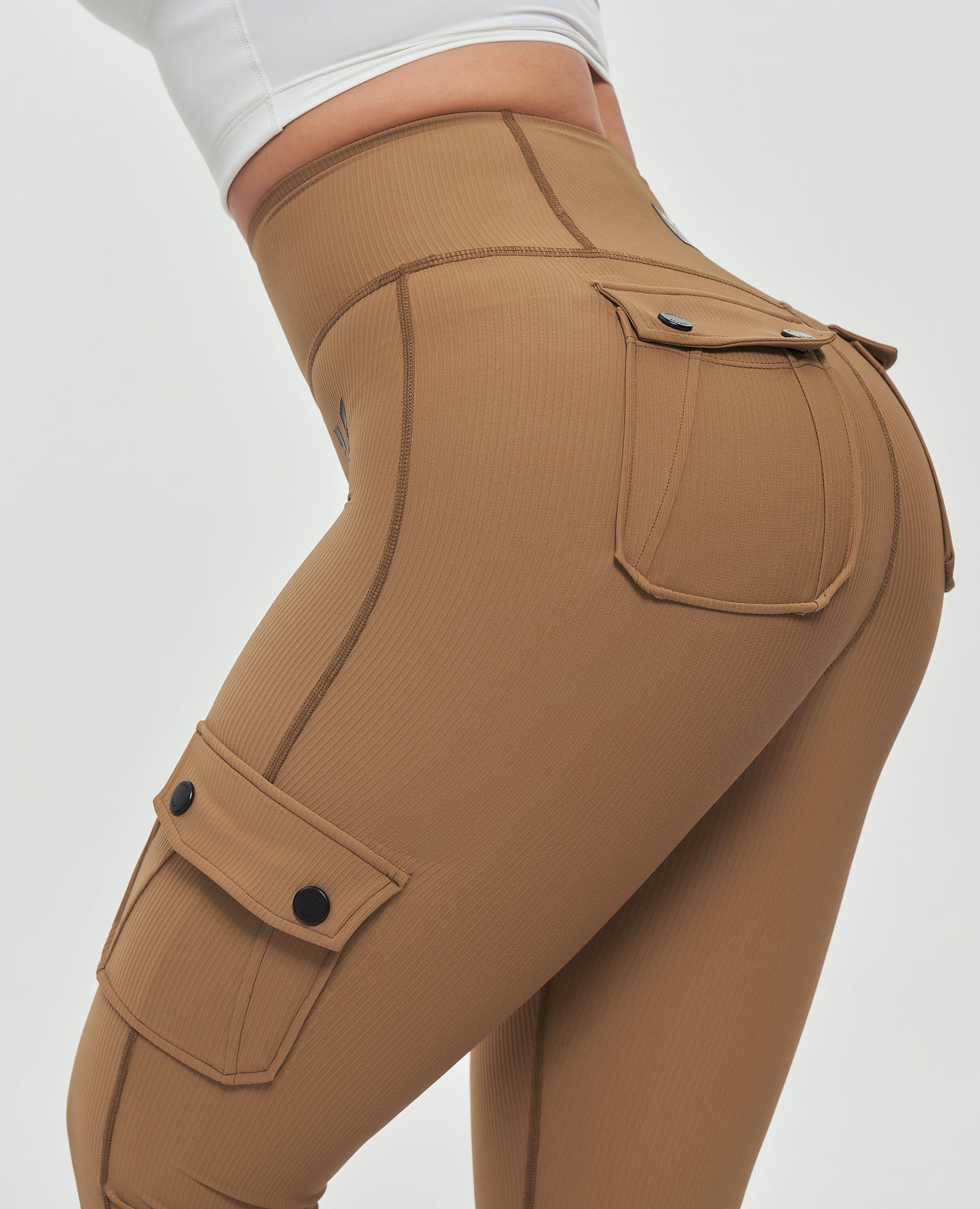 Cargo Pocket Flare Leggings - Brown