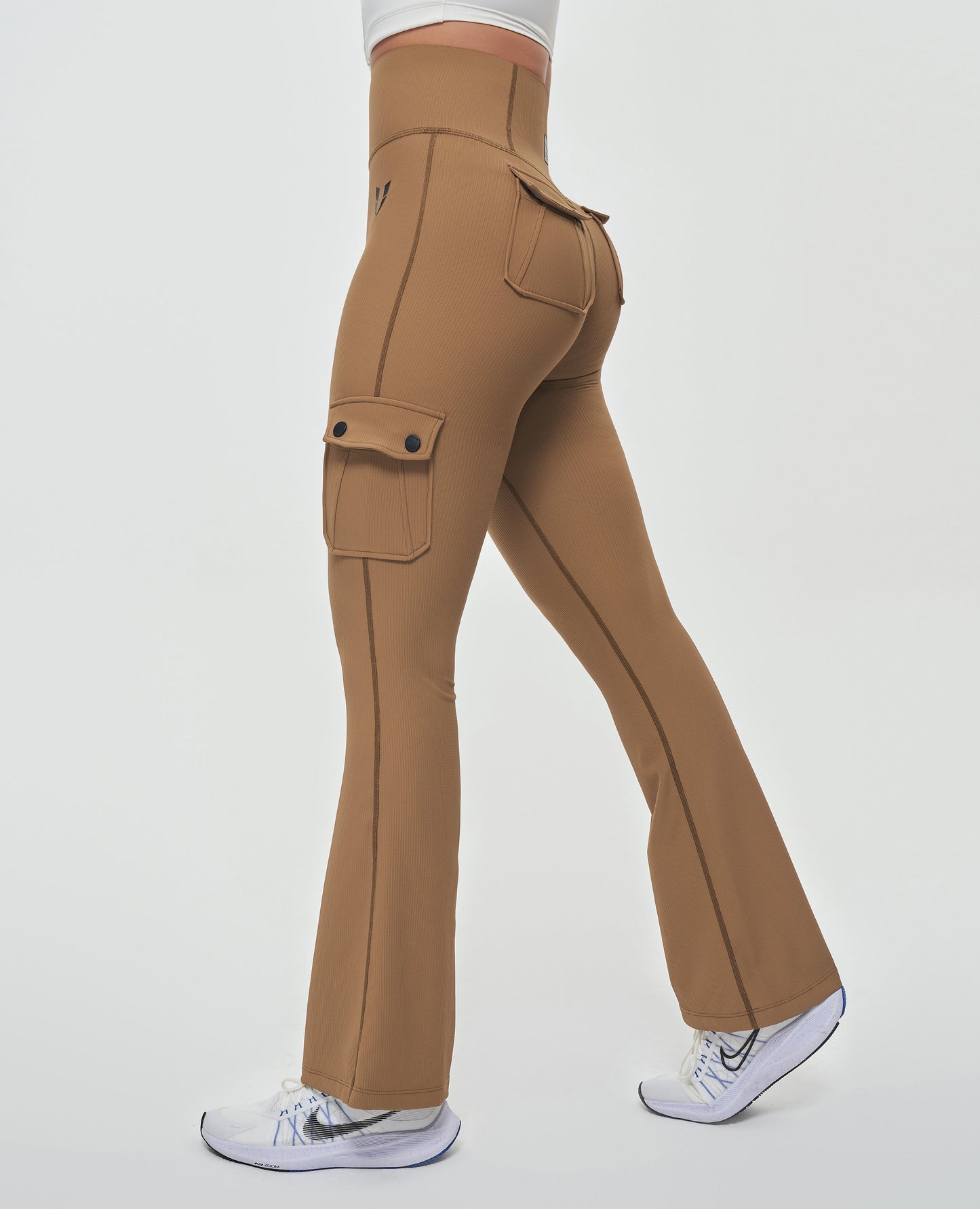 Cargo Pocket Flare Leggings - Brown