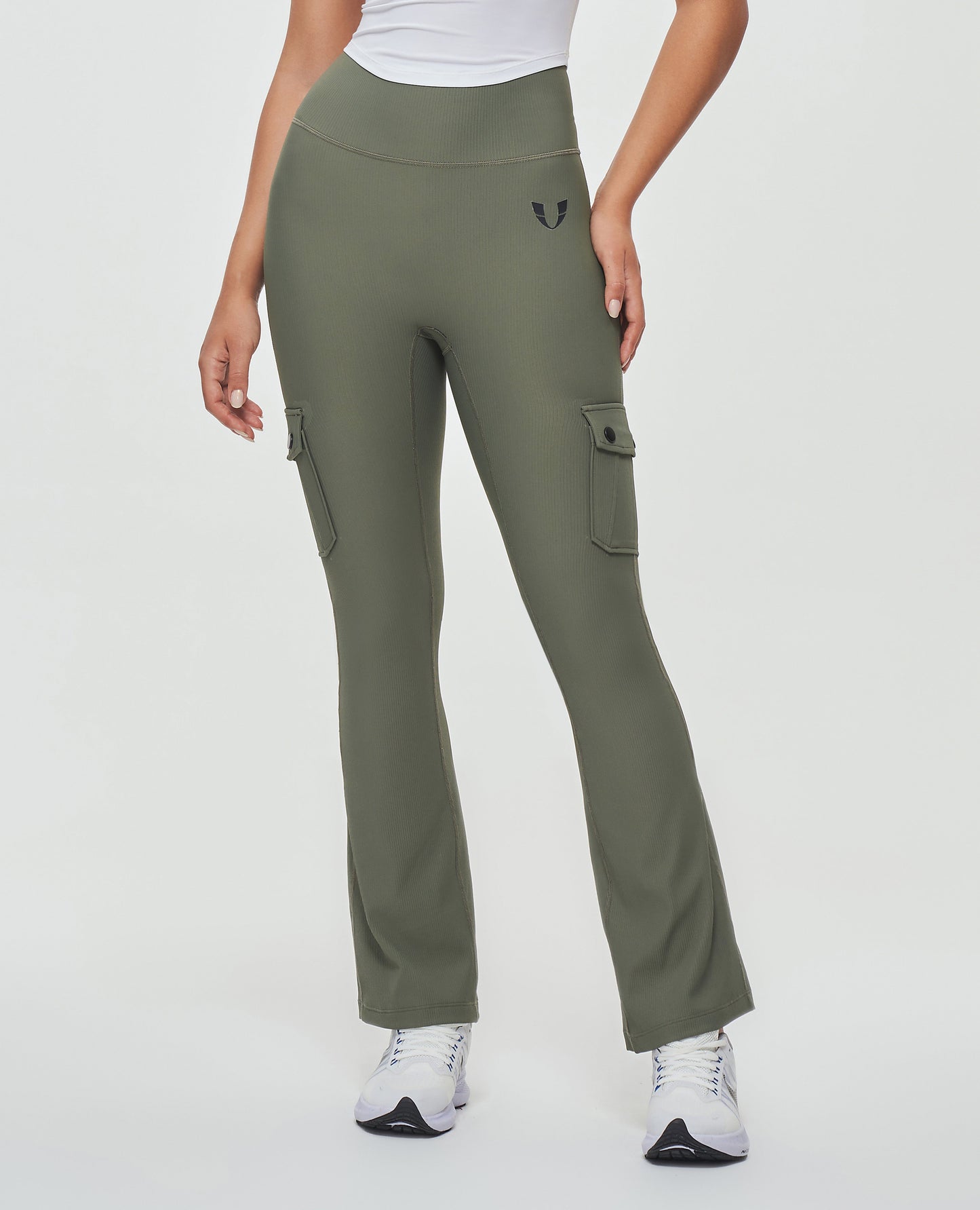 Cargo Pocket Flare Leggings - Olive Green