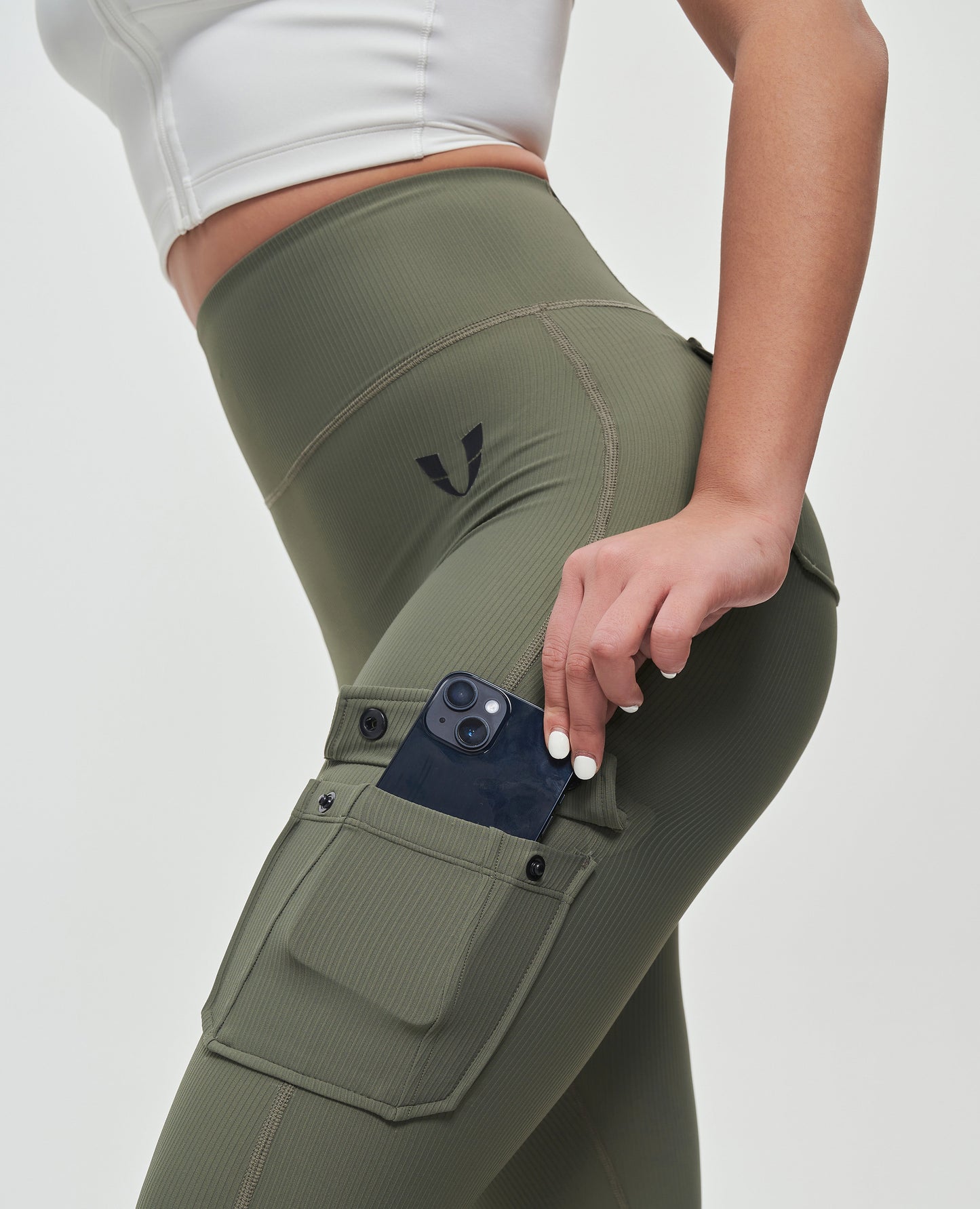 Cargo Pocket Flare Leggings - Olive Green