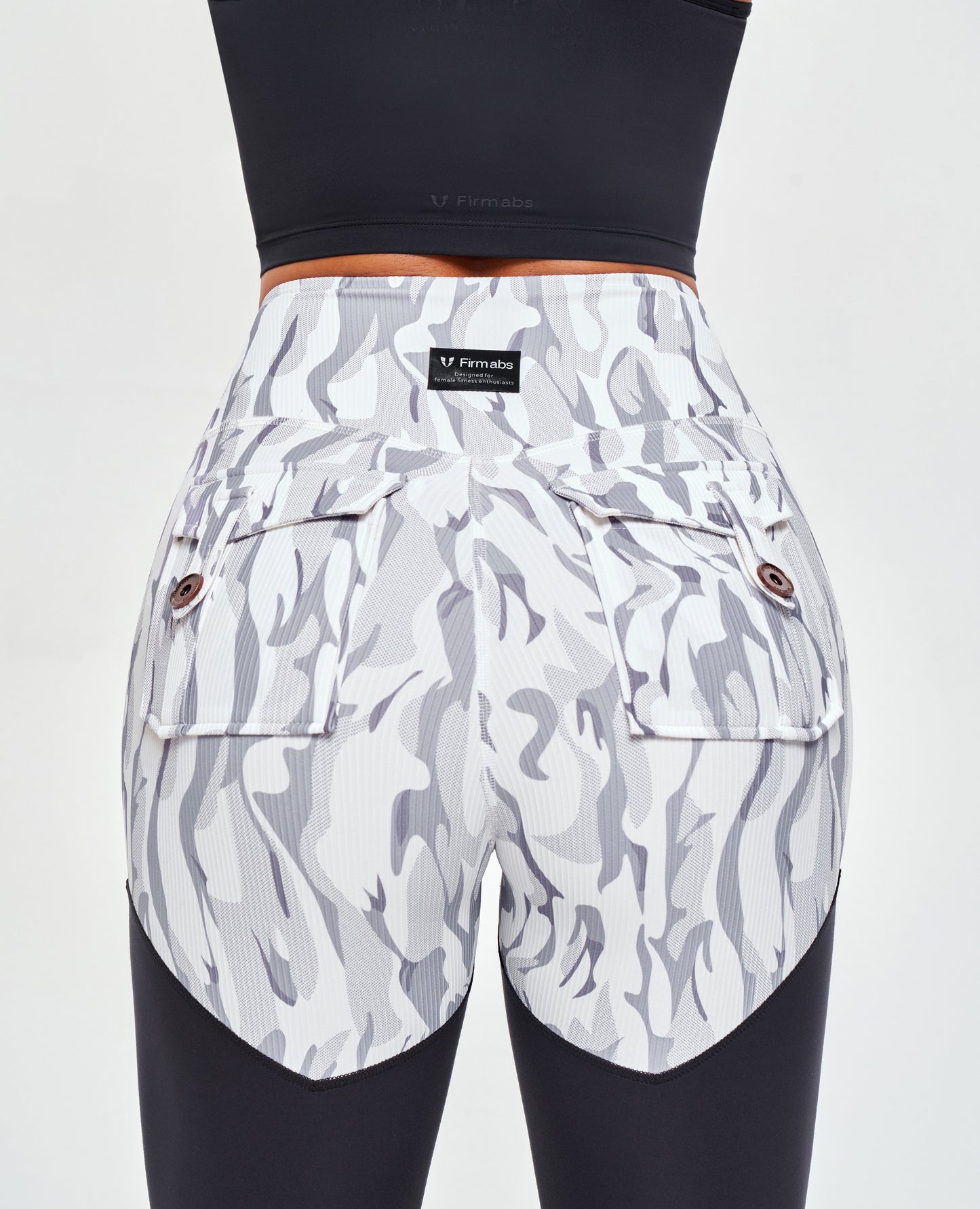 Cargo Power Leggings - White Camo and Black