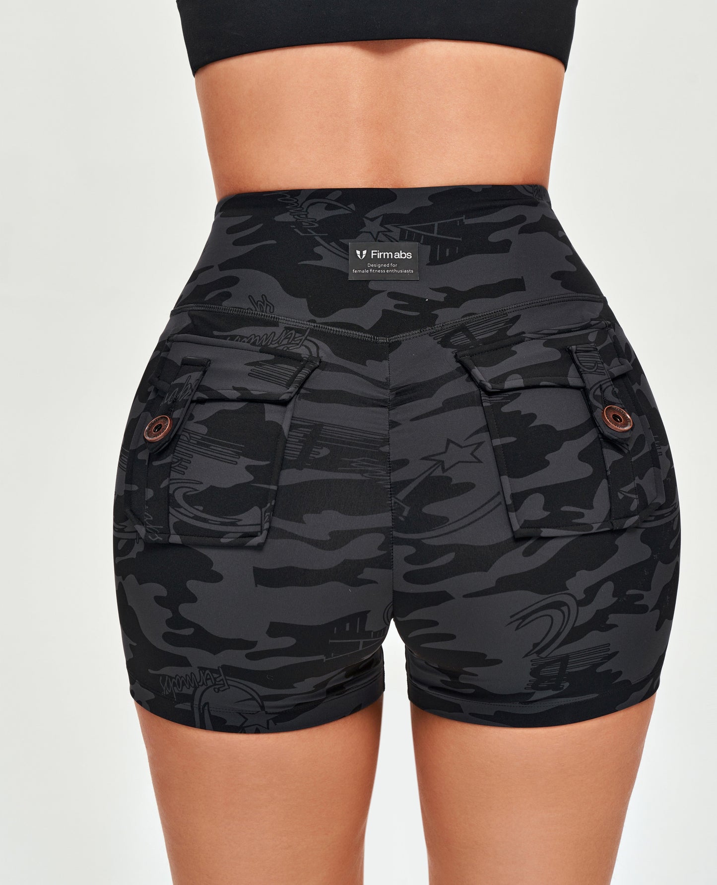 Cargo Short Shorts - Black Gray Camo