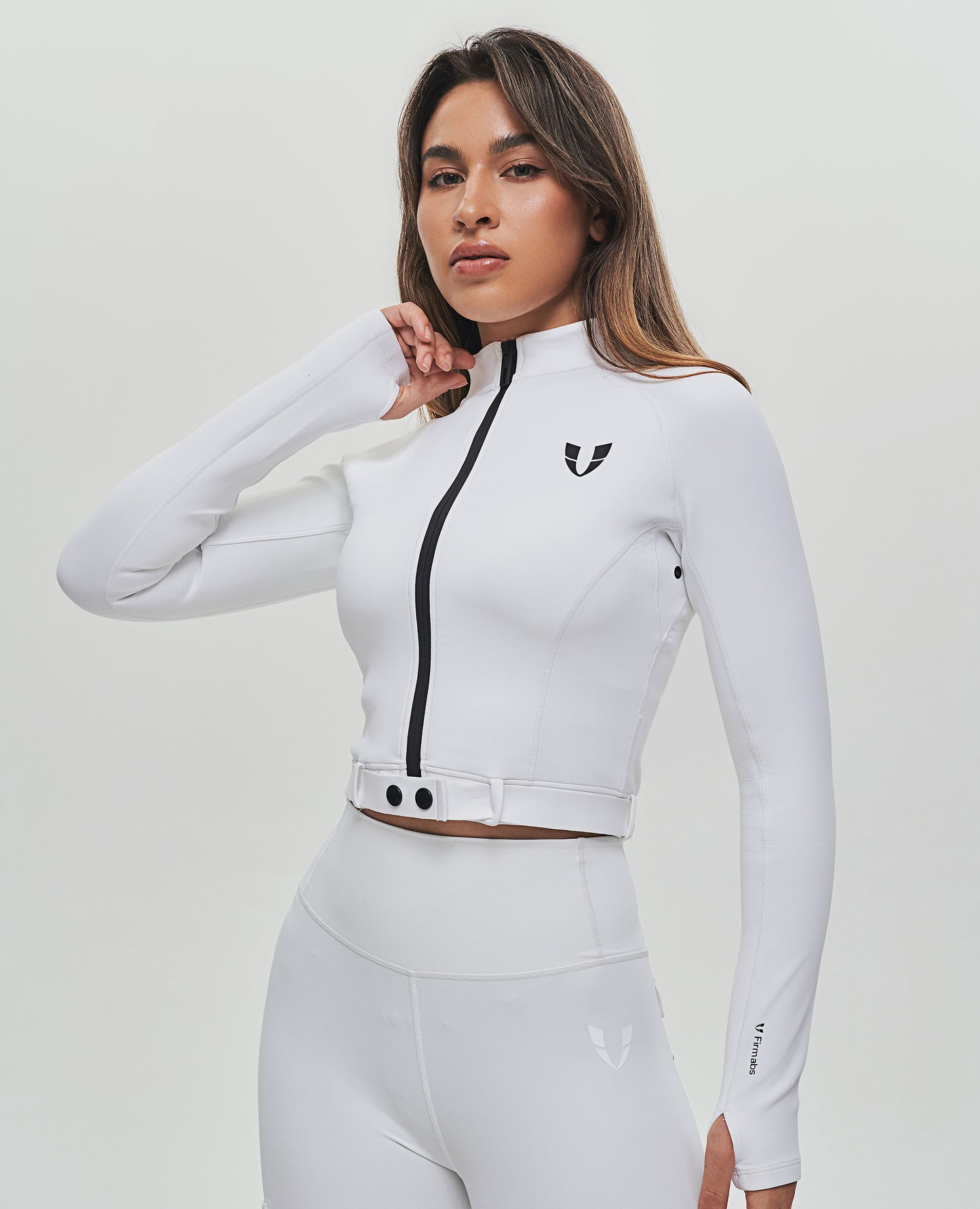 Full-zip Cropped Jacket Plus - White