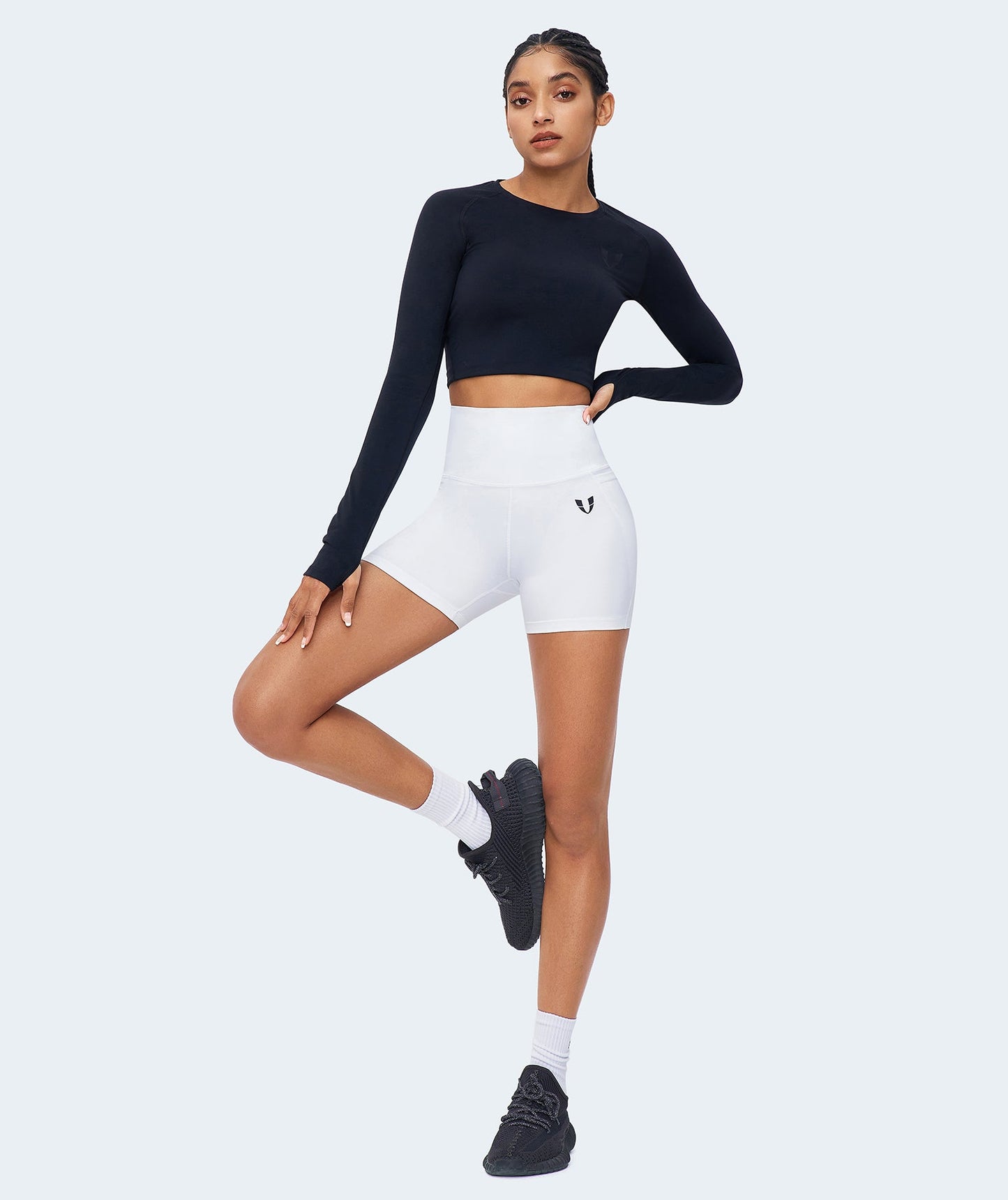 High-waisted Gym Shorts - White