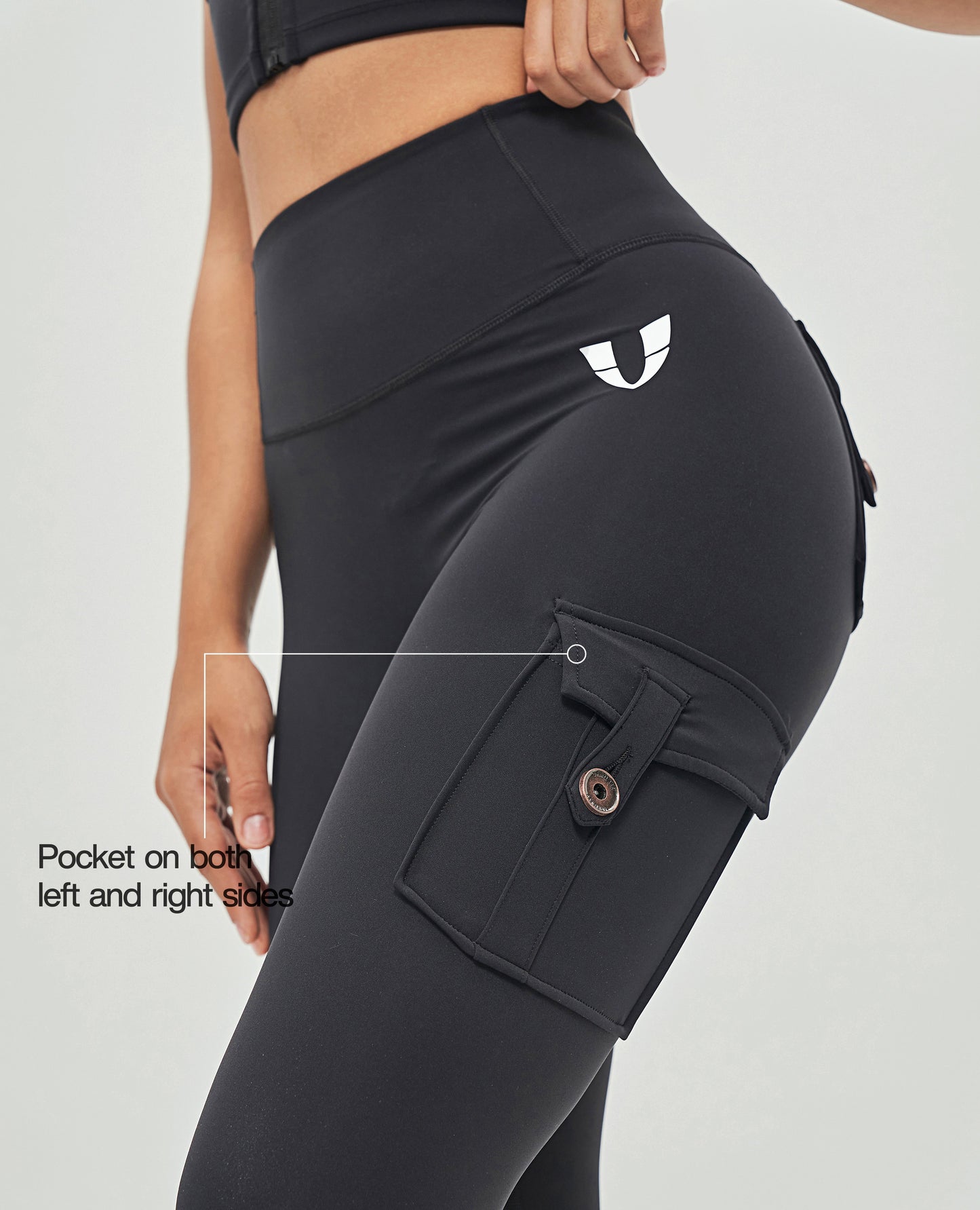 High Waisted Cargo Leggings - Black