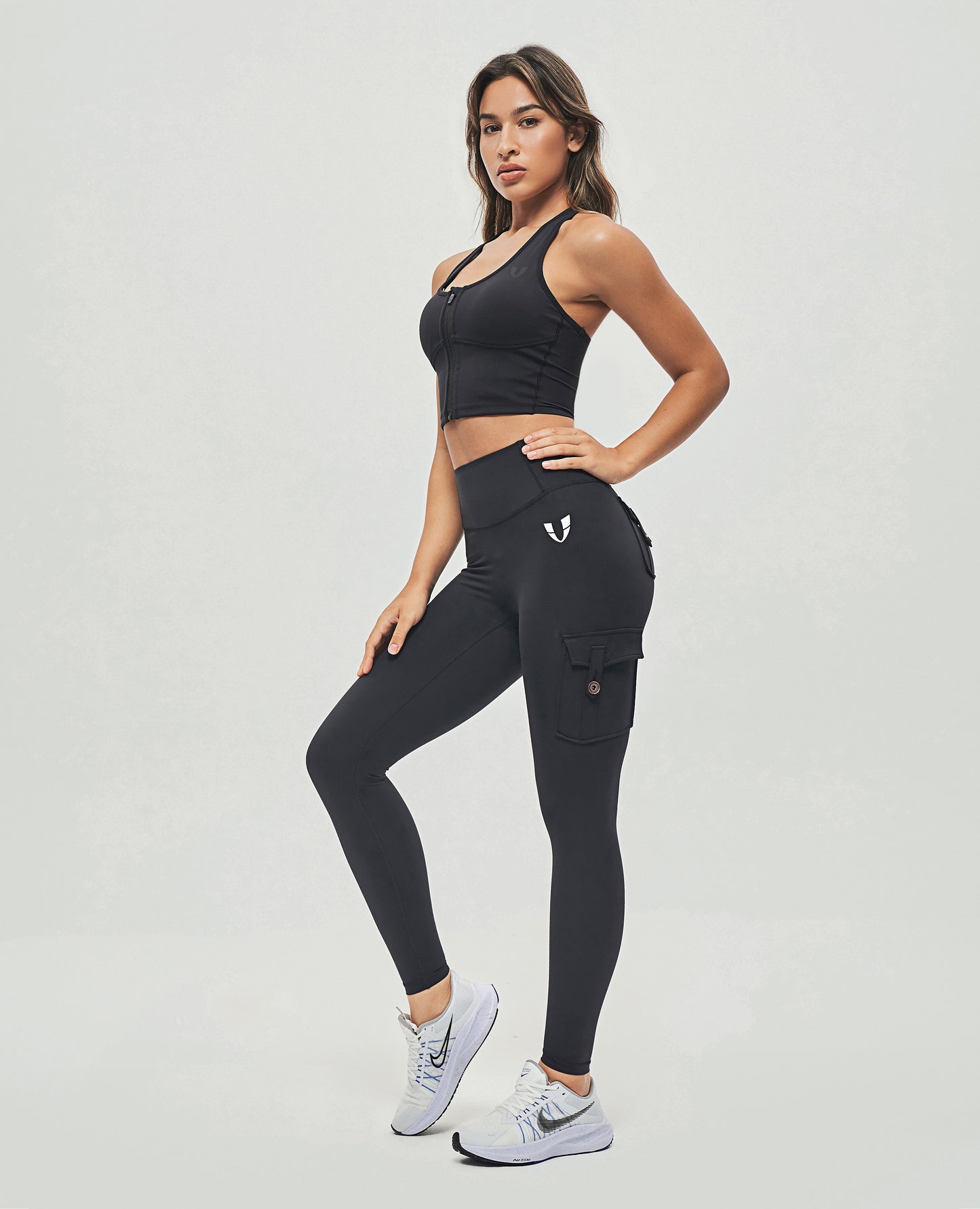 High Waisted Cargo Leggings - Black