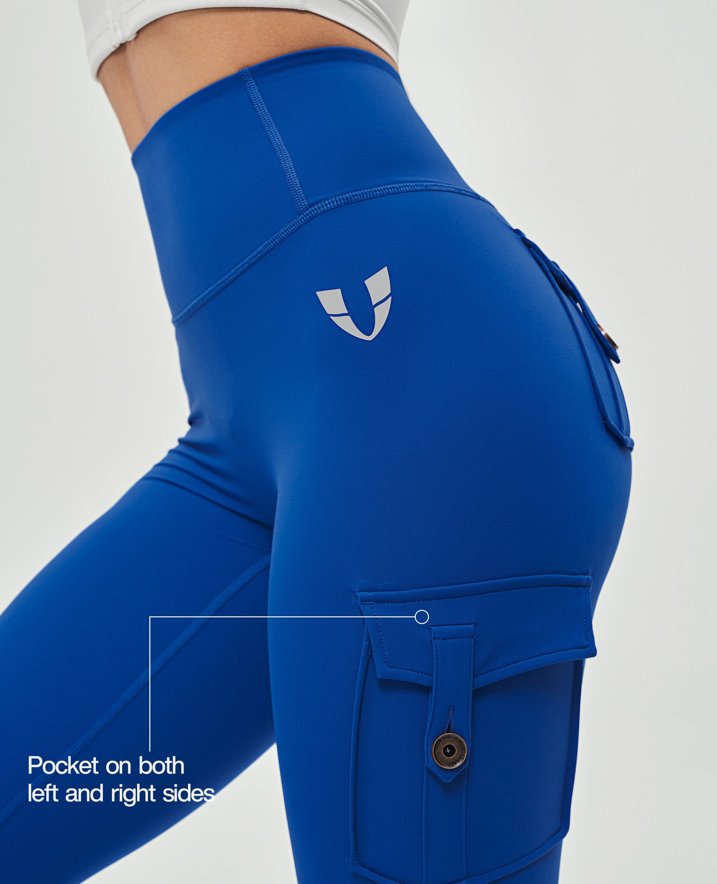 High Waisted Cargo Leggings - Blue