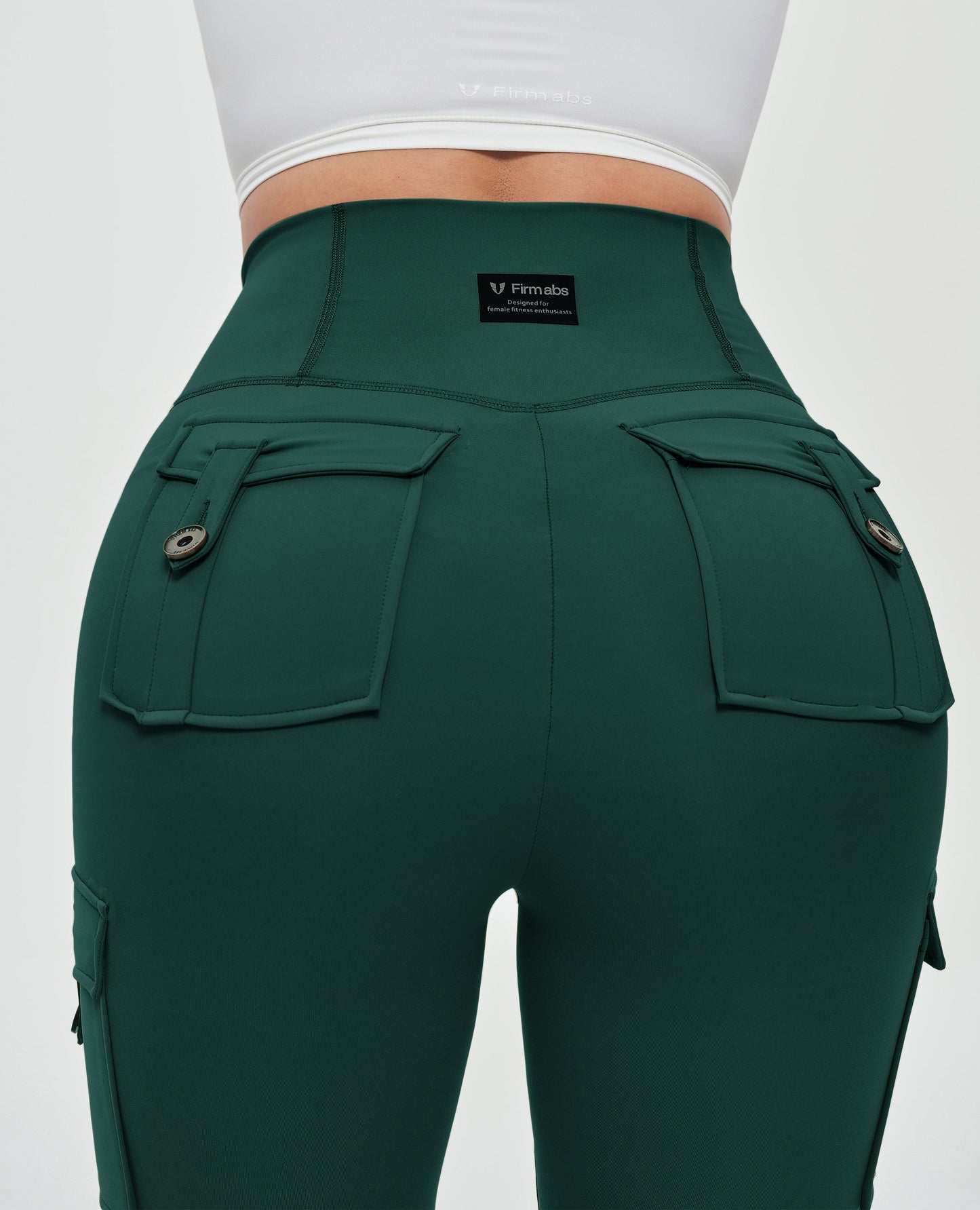 High Waisted Cargo Leggings - Dark Green