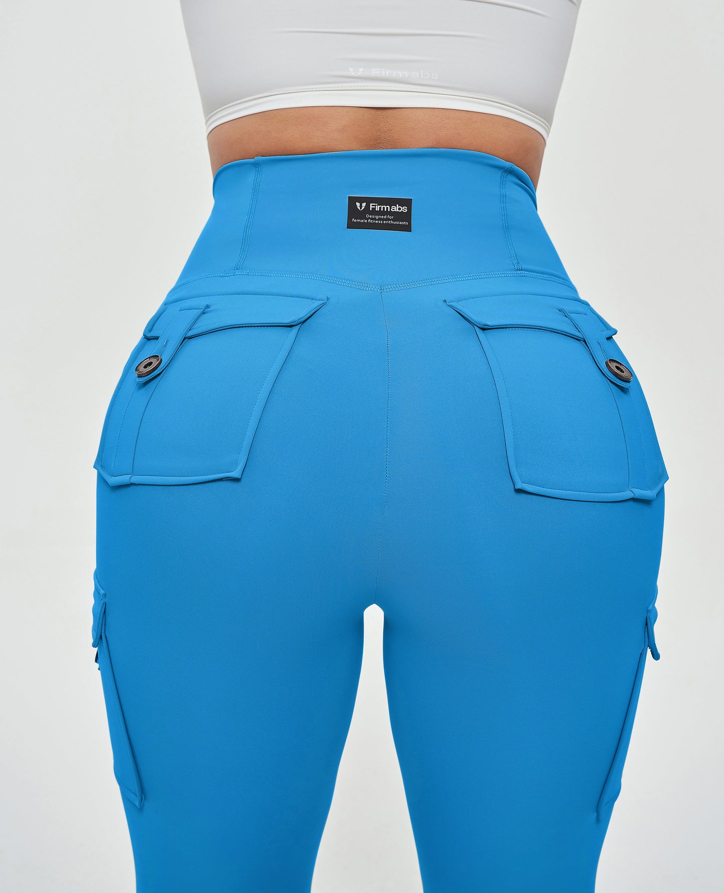 High Waisted Cargo Leggings - Light Blue