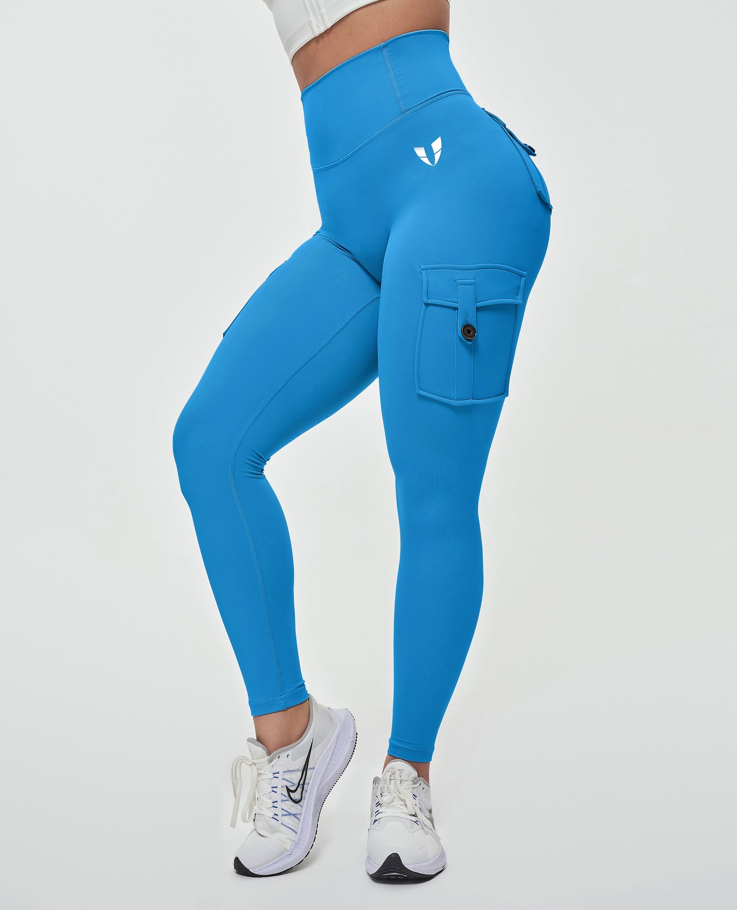 High Waisted Cargo Leggings - Light Blue