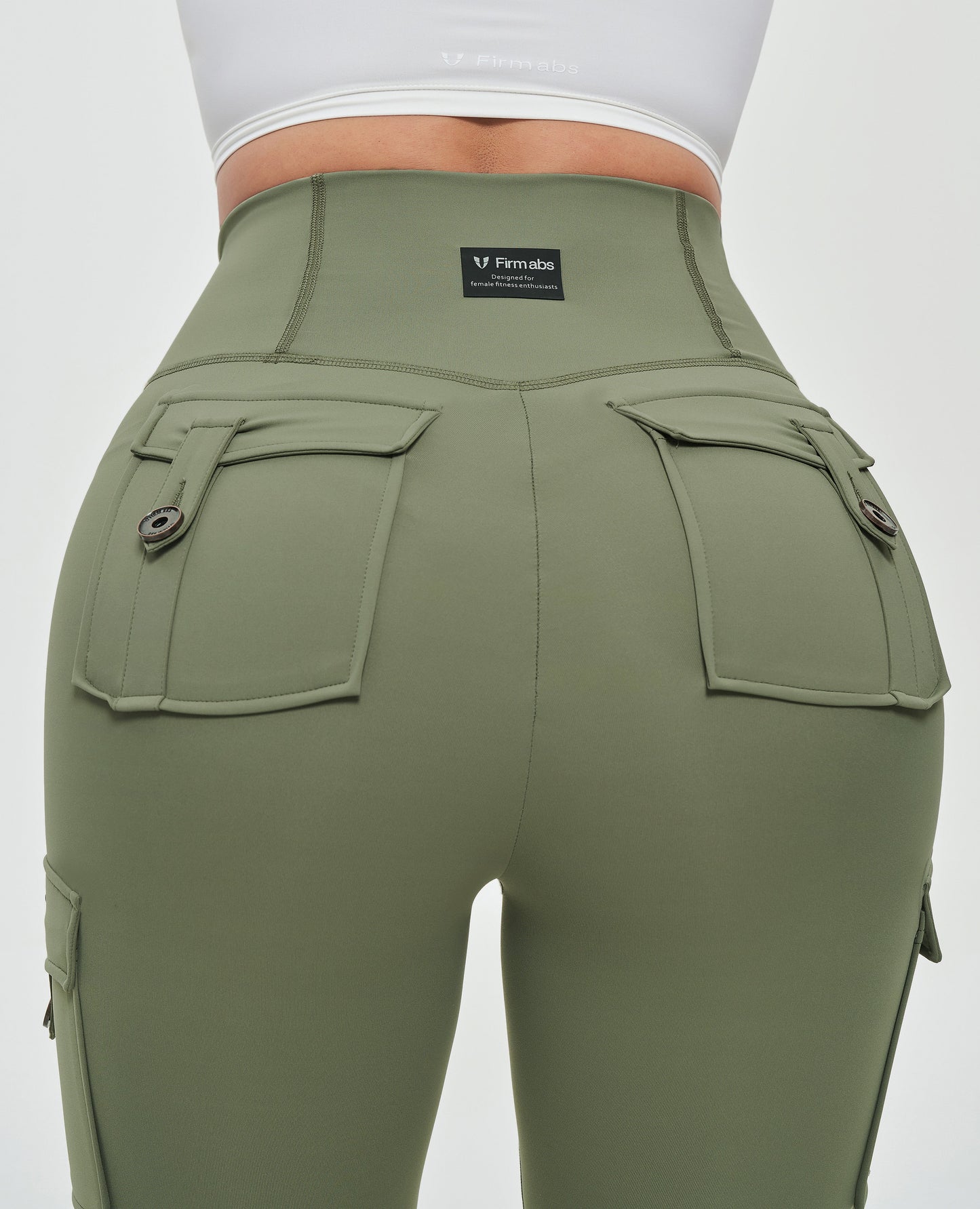 High Waisted Cargo Leggings - Olive Green